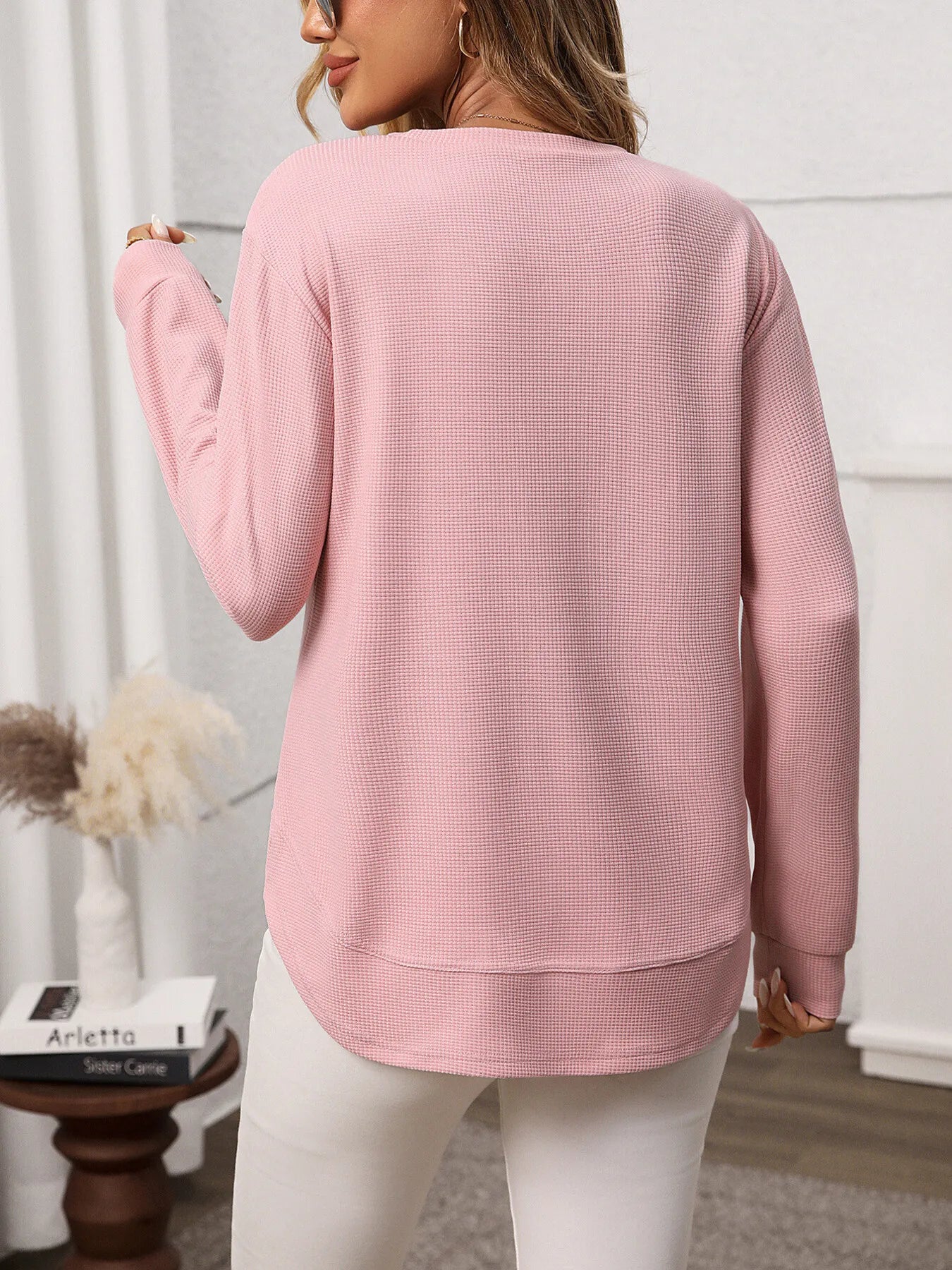 Long Sleeve Round Neck T-Shirt - Thalia Chic