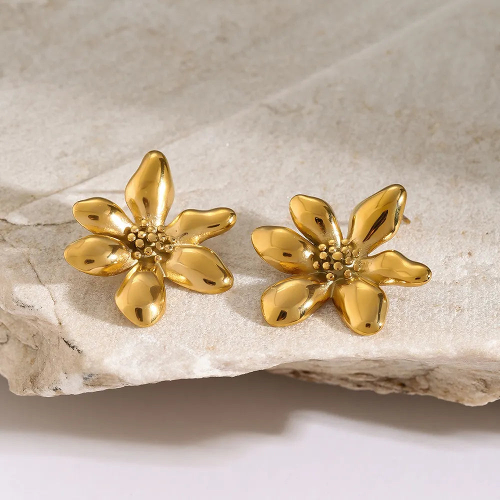 Stainless Steel Flower Earrings - Thalia Chic