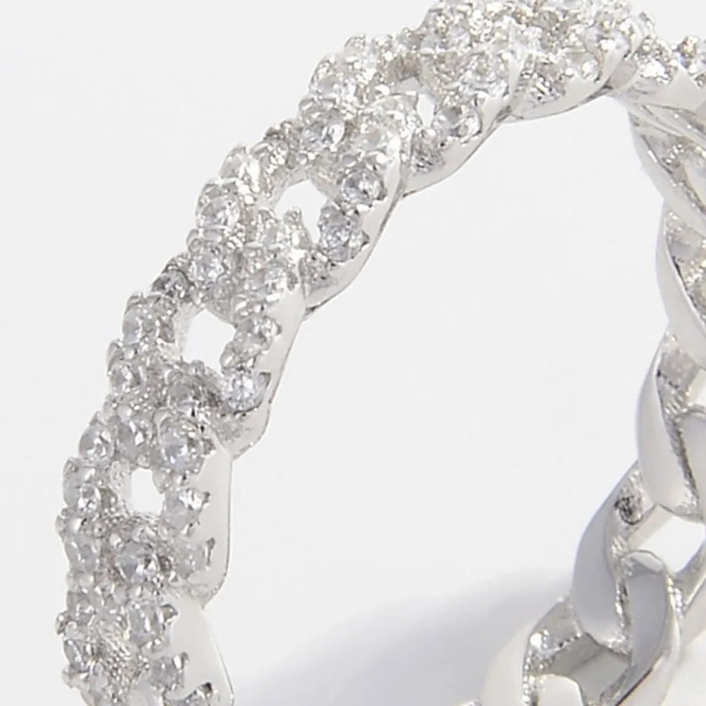 925 Sterling Silver Inlaid Zircon Ring - Thalia Chic