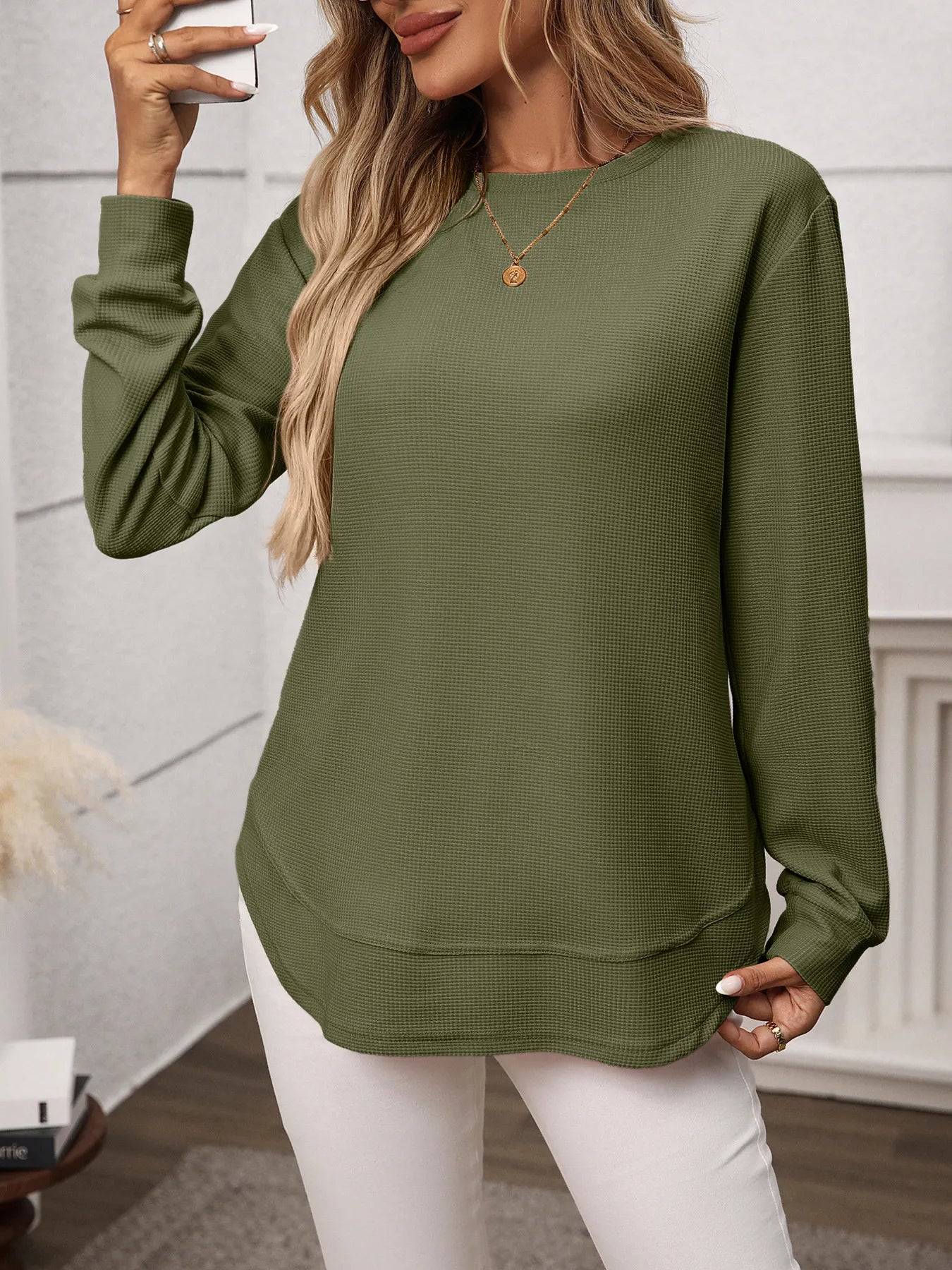Long Sleeve Round Neck T-Shirt - Thalia Chic