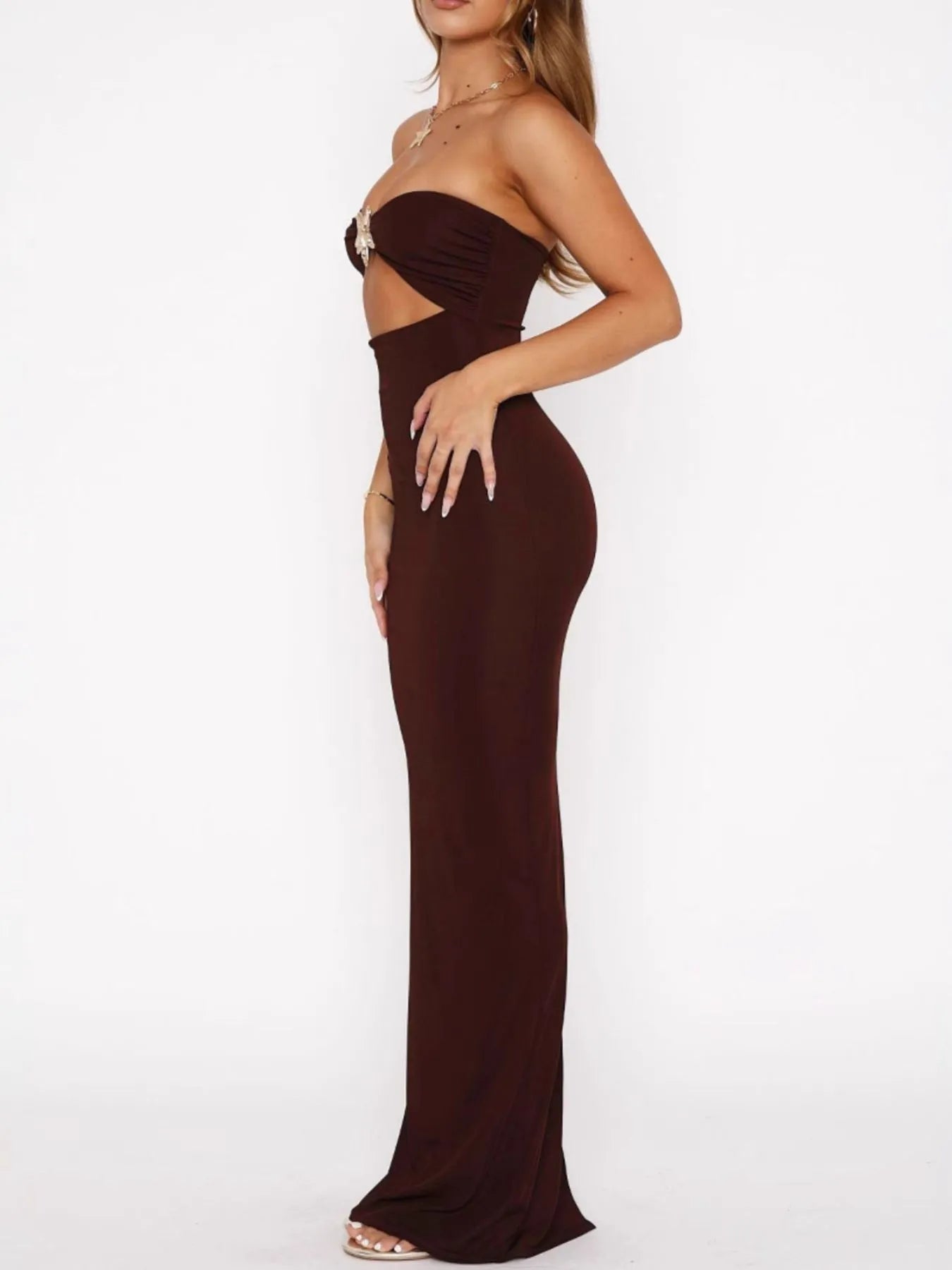 Cutout Sweetheart Neck Tube Maxi Dress - Thalia Chic