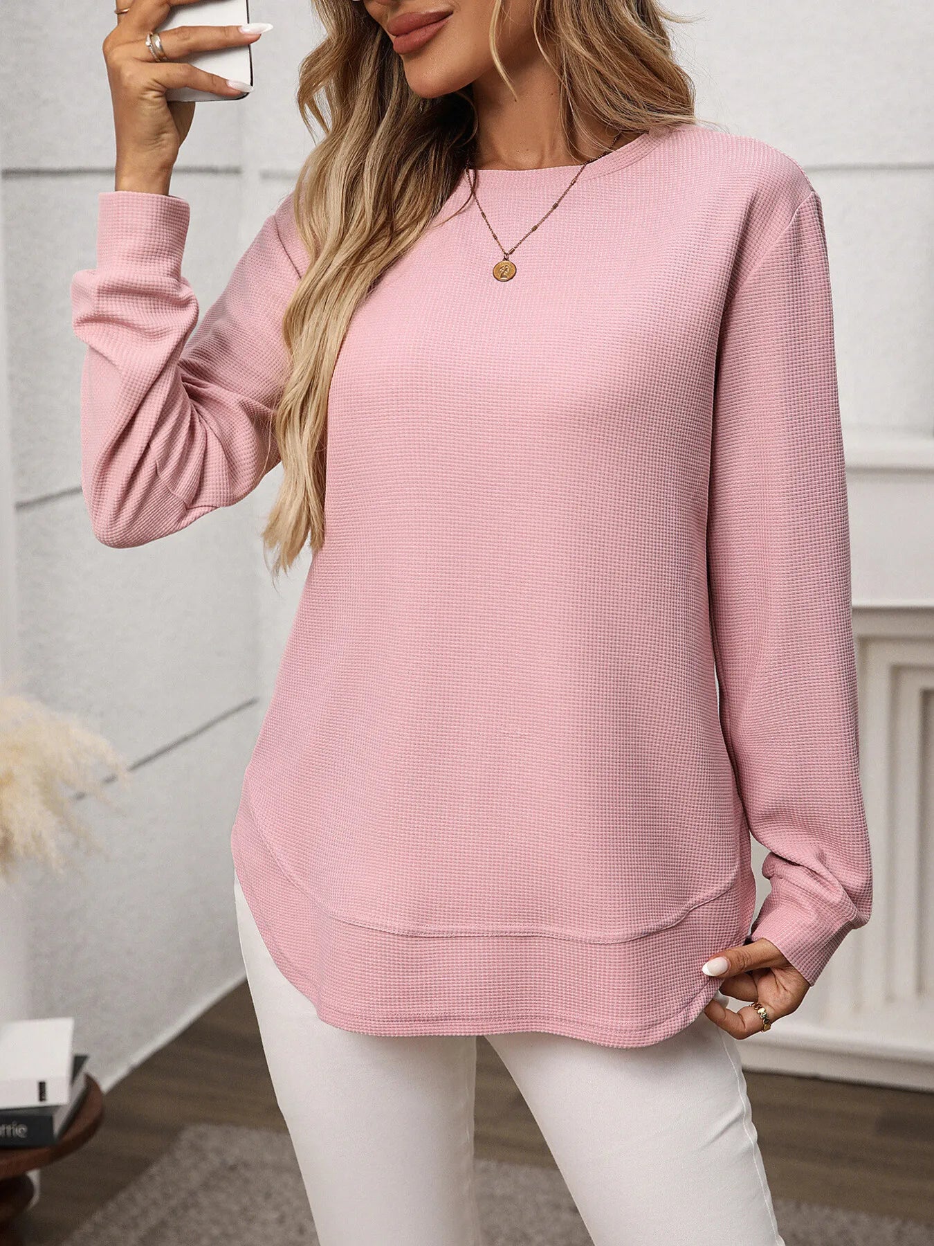 Long Sleeve Round Neck T-Shirt - Thalia Chic