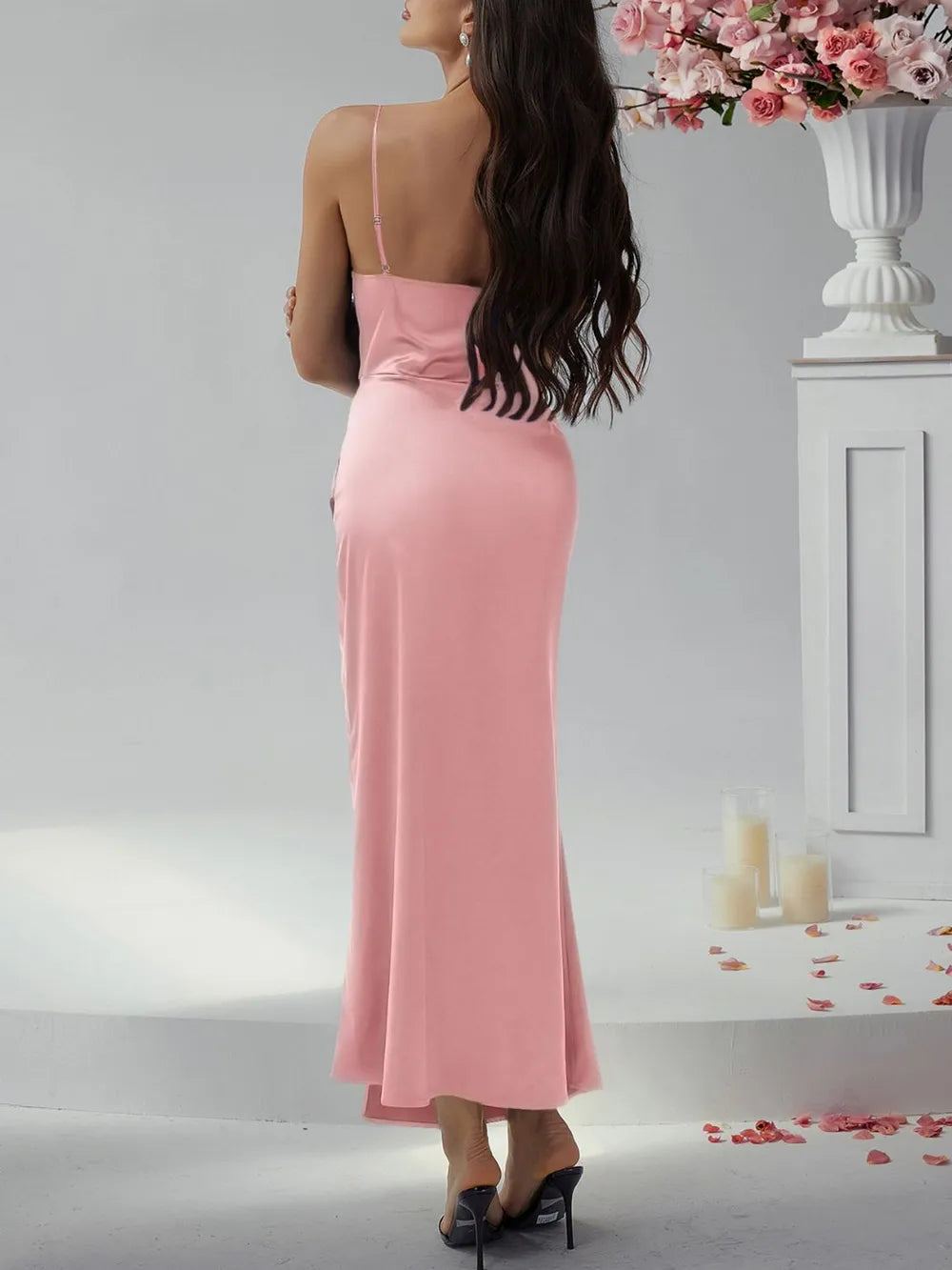 Devine Slit Ruched Maxi Cami Dress - Thalia Chic