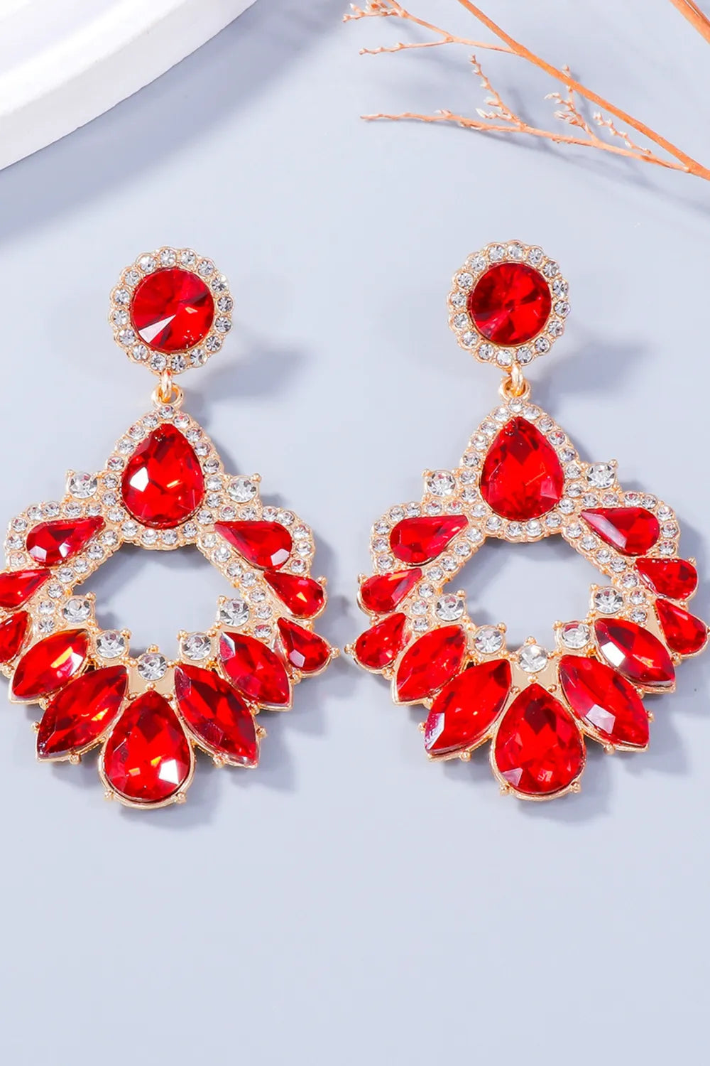 Alloy Rhinestone Dangle Earrings - Thalia Chic