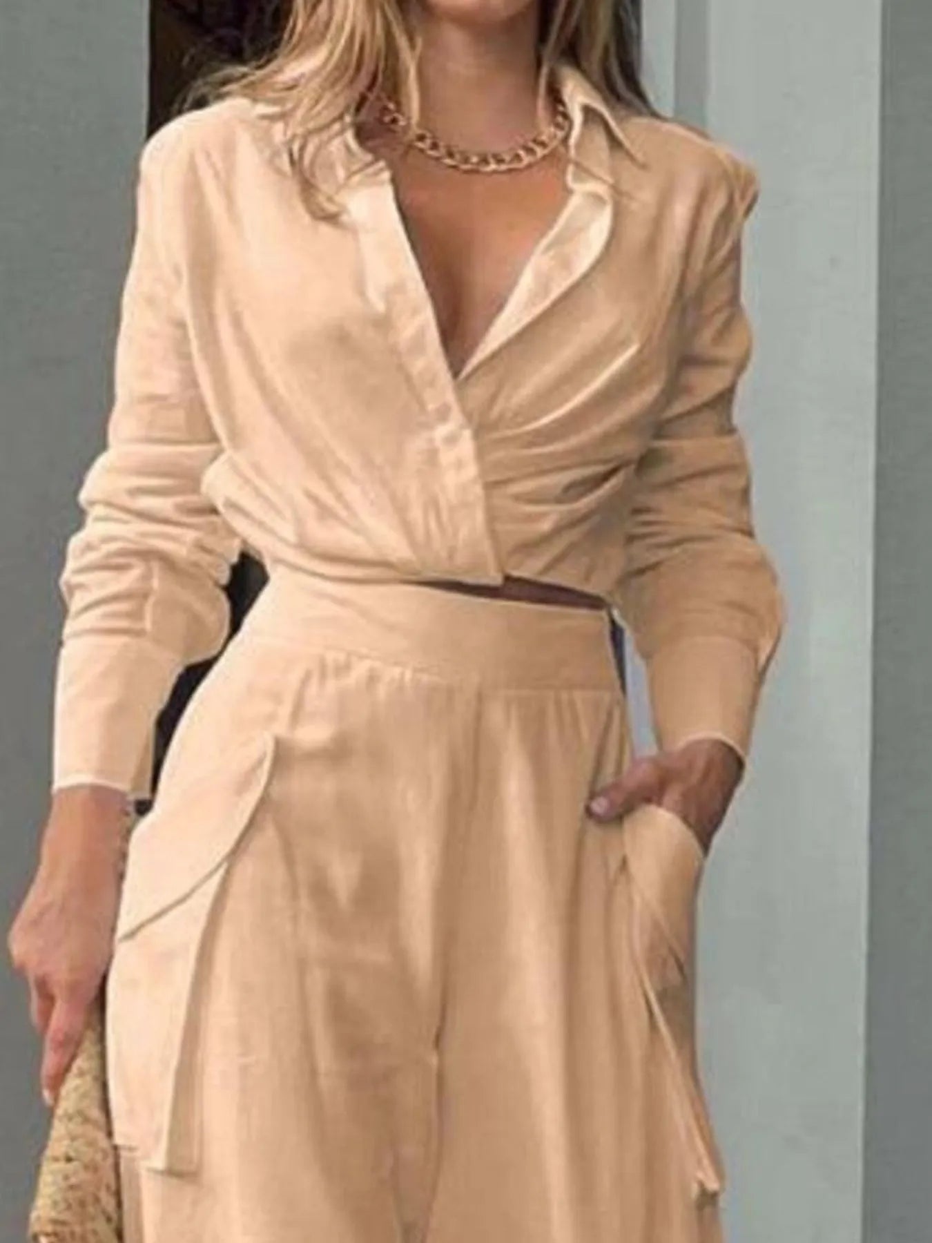 Full Size Long Sleeve Top and Pants Set Plus Size - Thalia Chic