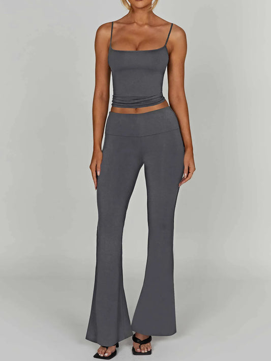 Cami Top and Flare Pants Matching Set - Thalia Chic
