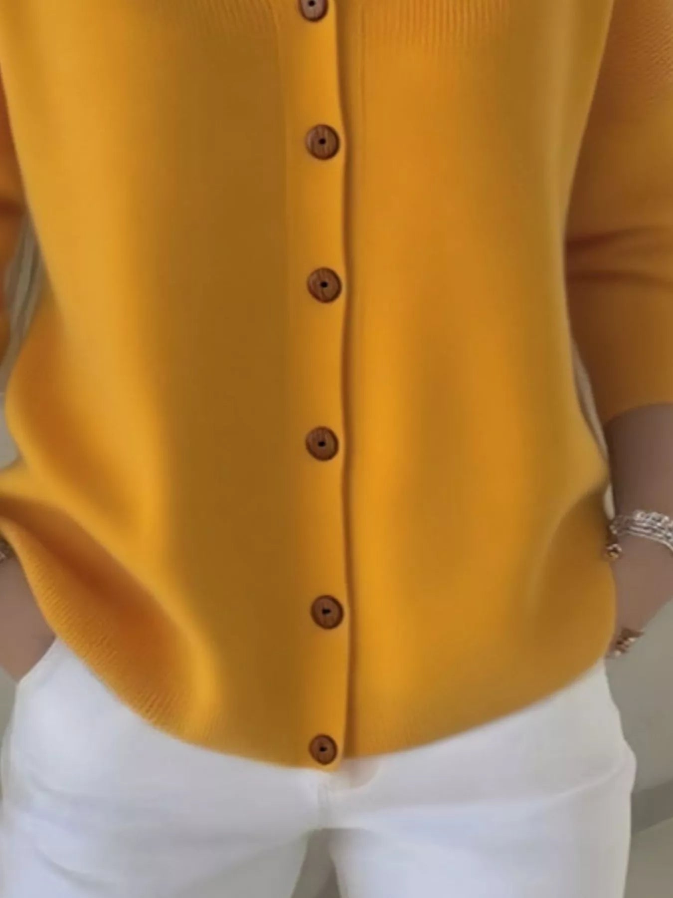 Full Size Button Up Long Sleeve Cardigan Plus Size - Thalia Chic