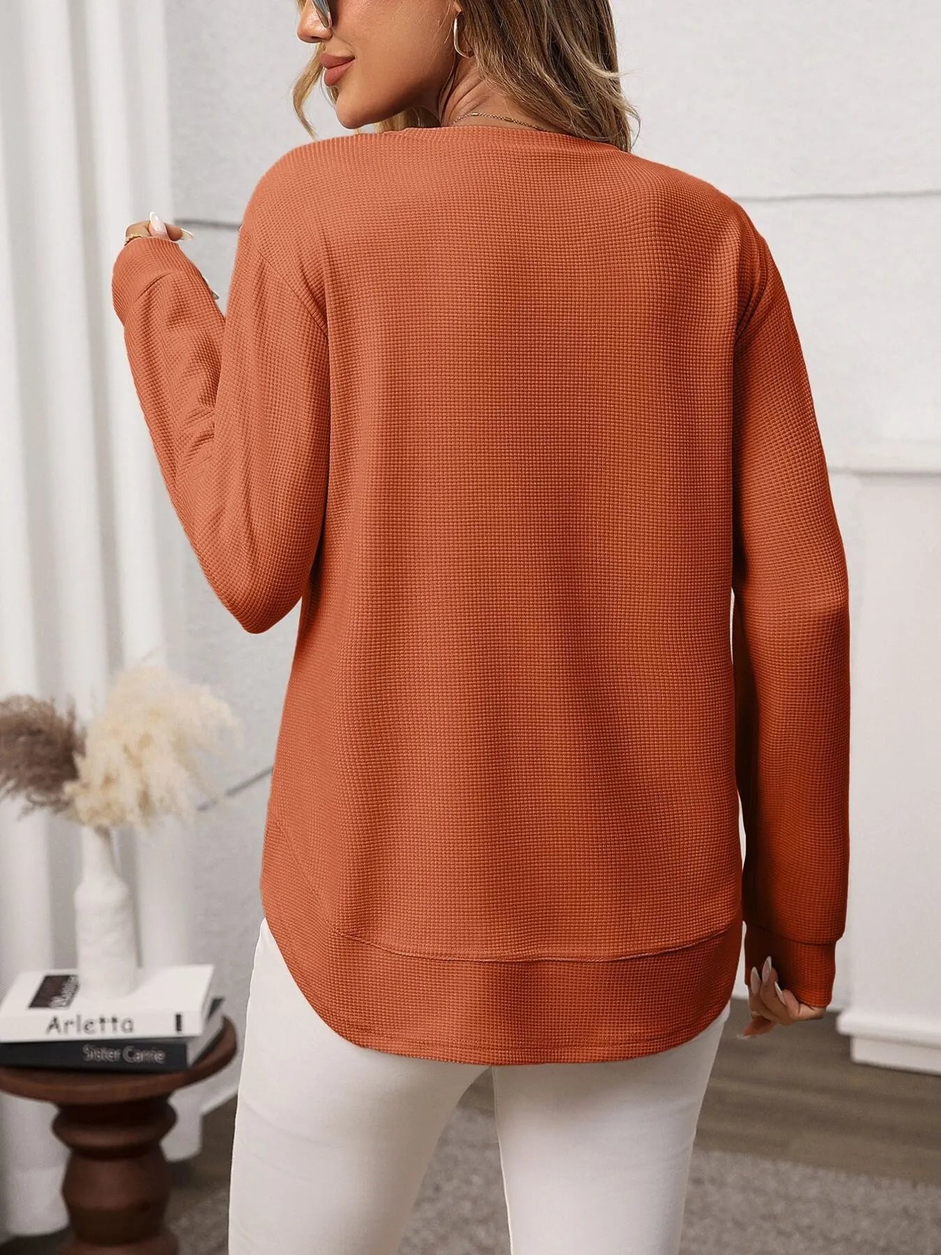 Long Sleeve Round Neck T-Shirt - Thalia Chic