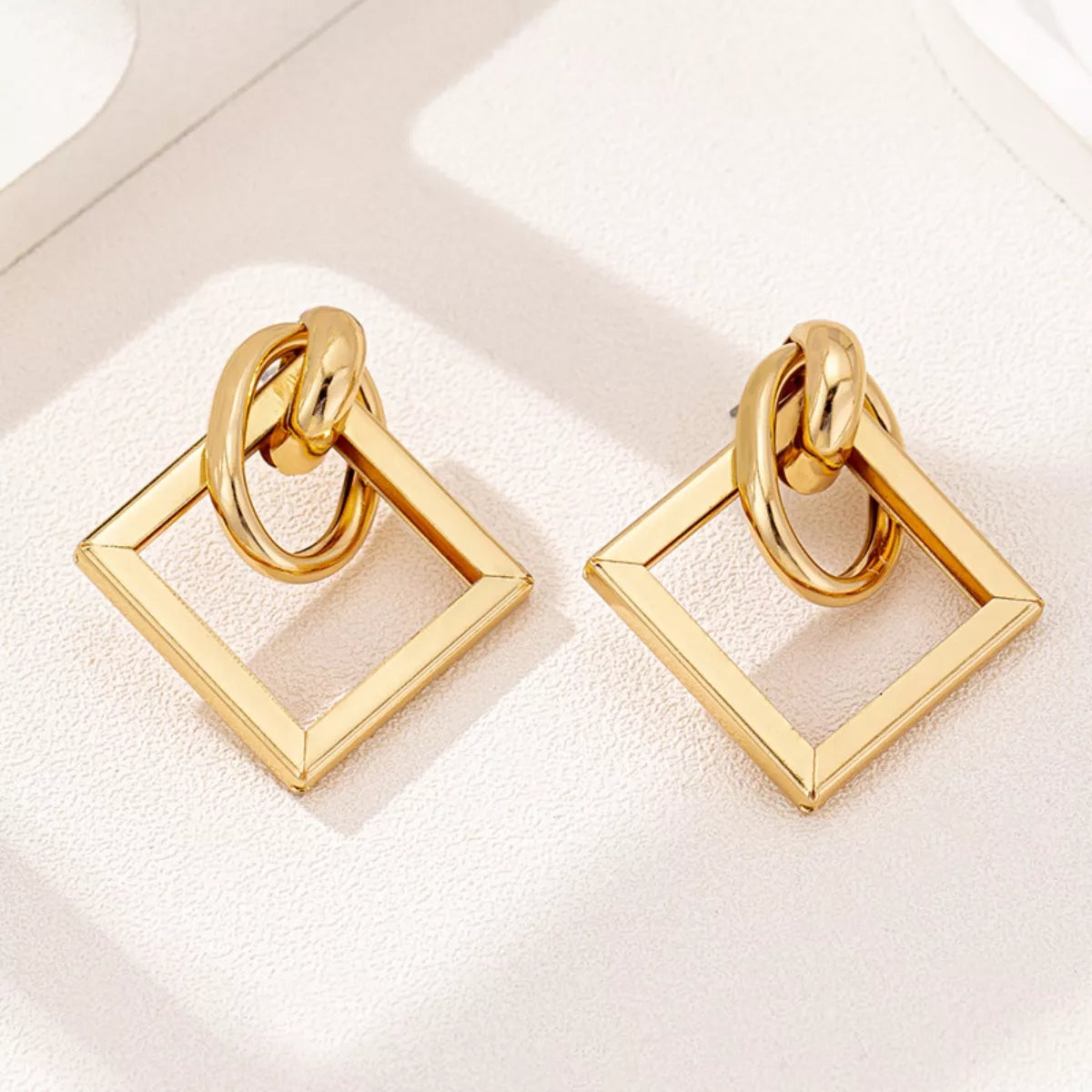 18K Gold-Plated Geometric Square Hoop Earrings - Thalia Chic