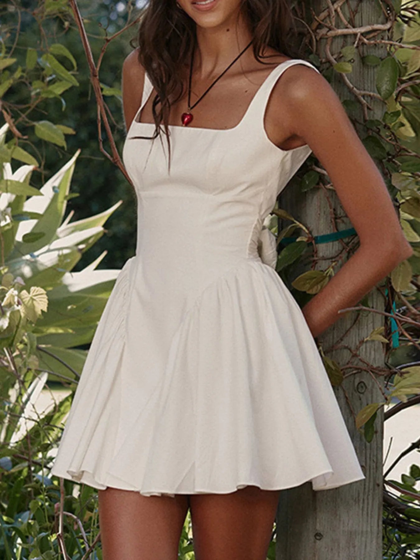 Backless Square Neck Mini Dress - Thalia Chic