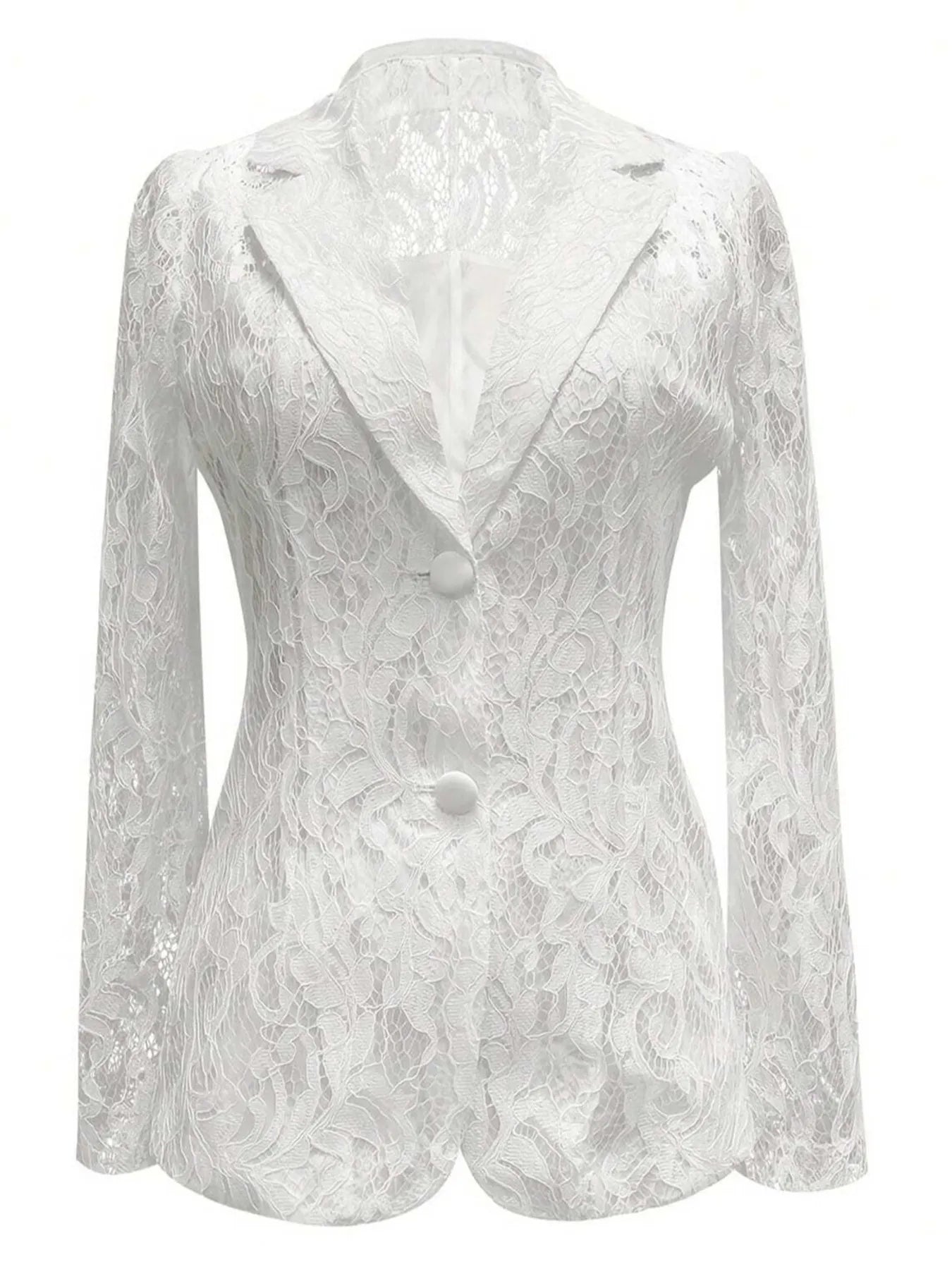 Floral Pattern Lace Single-Breasted Blazer - Thalia Chic