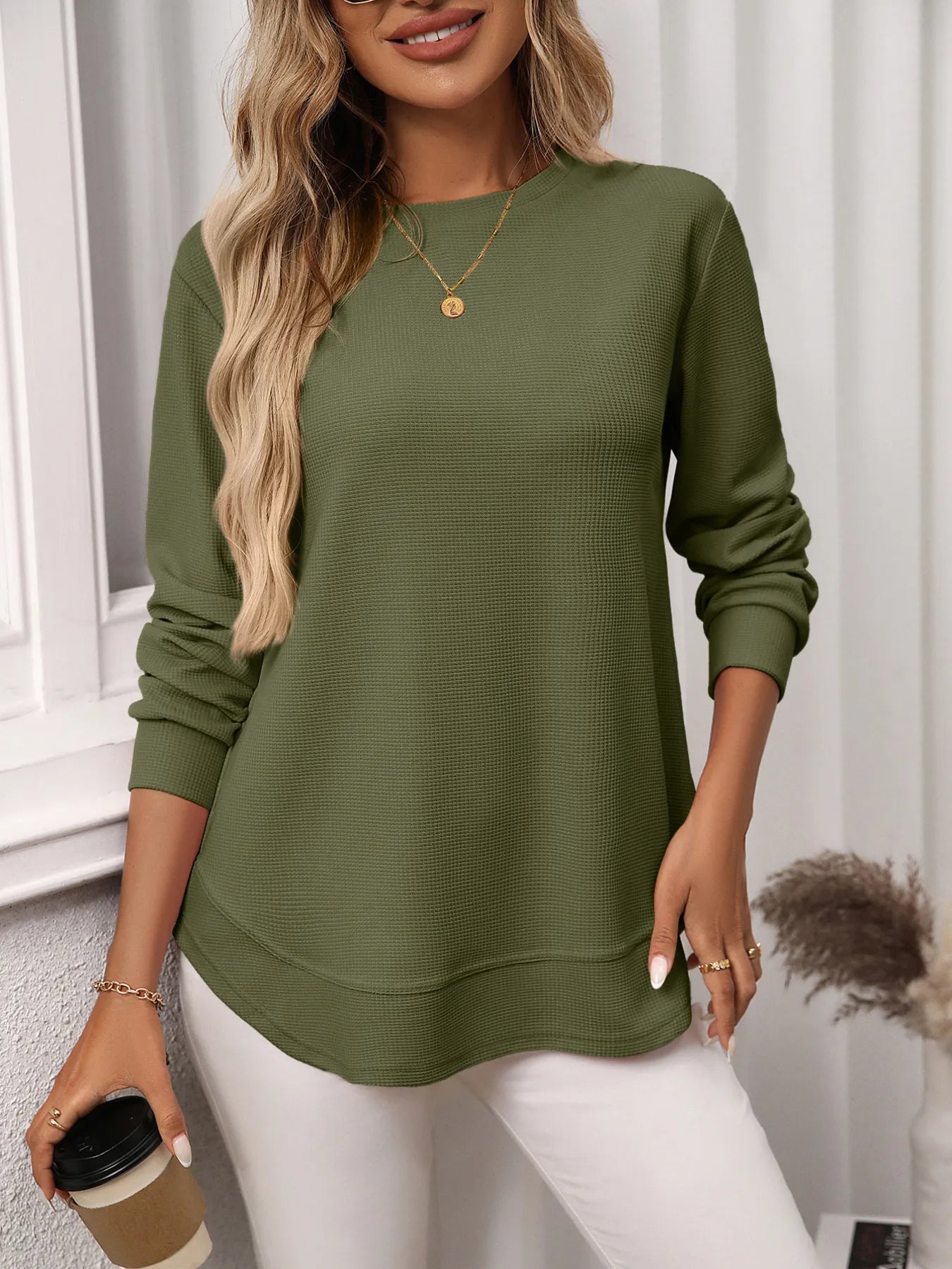 Long Sleeve Round Neck T-Shirt - Thalia Chic