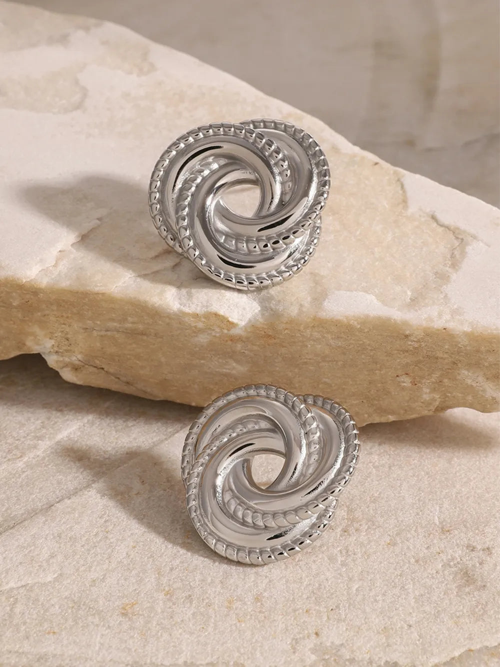 Stainless Steel Volution Stud Earrings - Thalia Chic