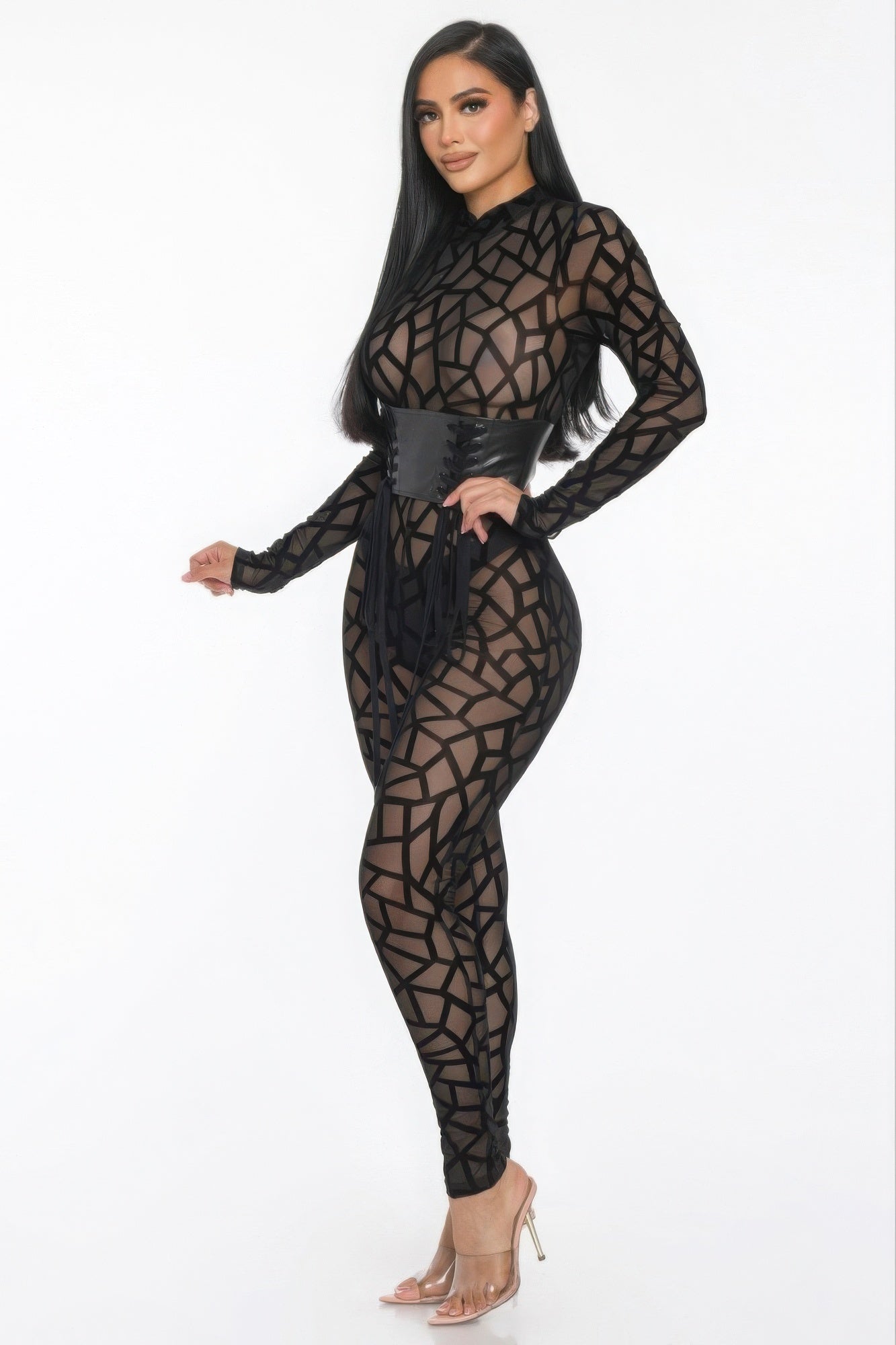 Geometric Printed Jersey Jumpsuit - Thalia Chic