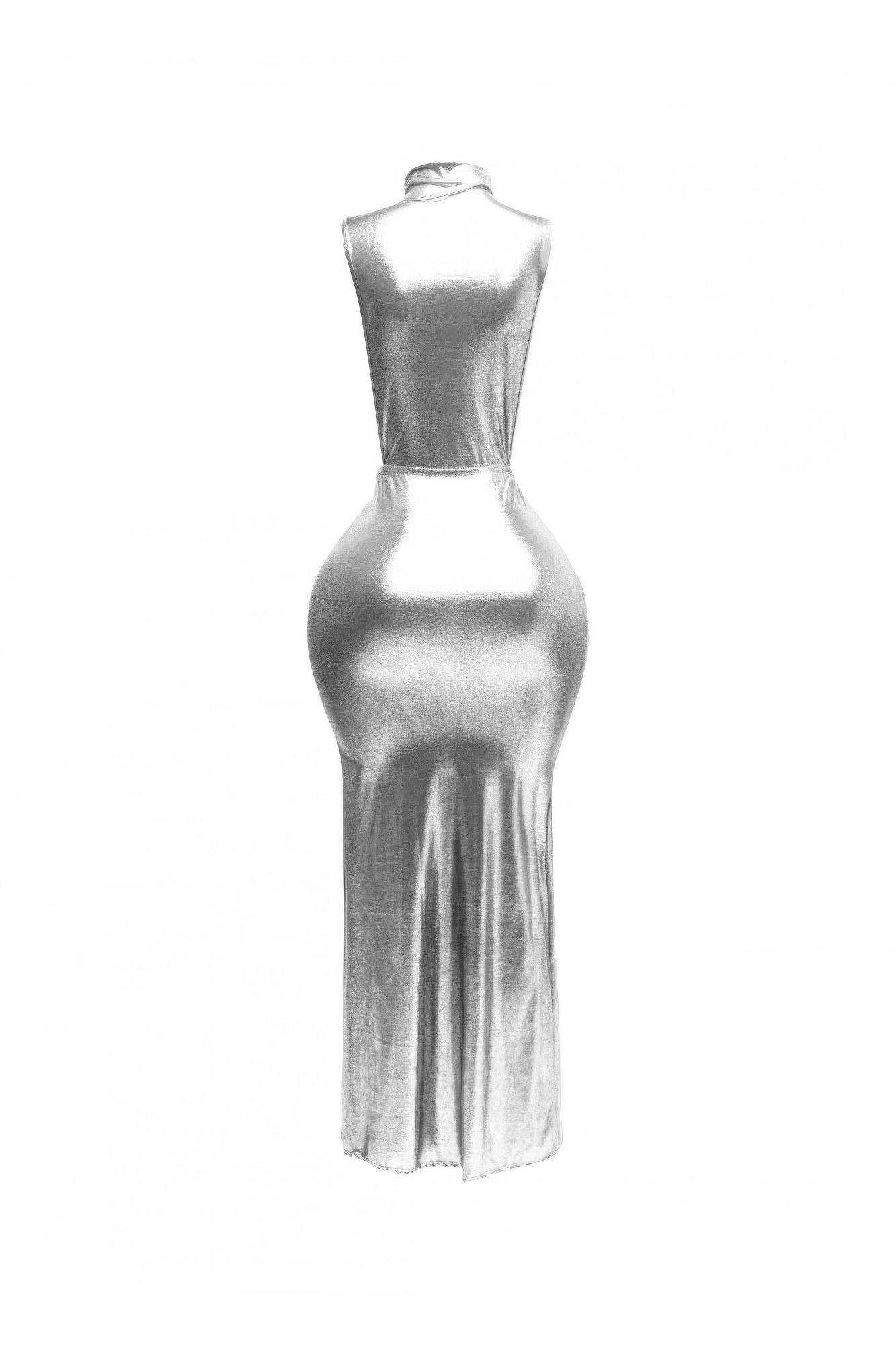 Mock Neck And Tied Waist Dress - Thalia Chic