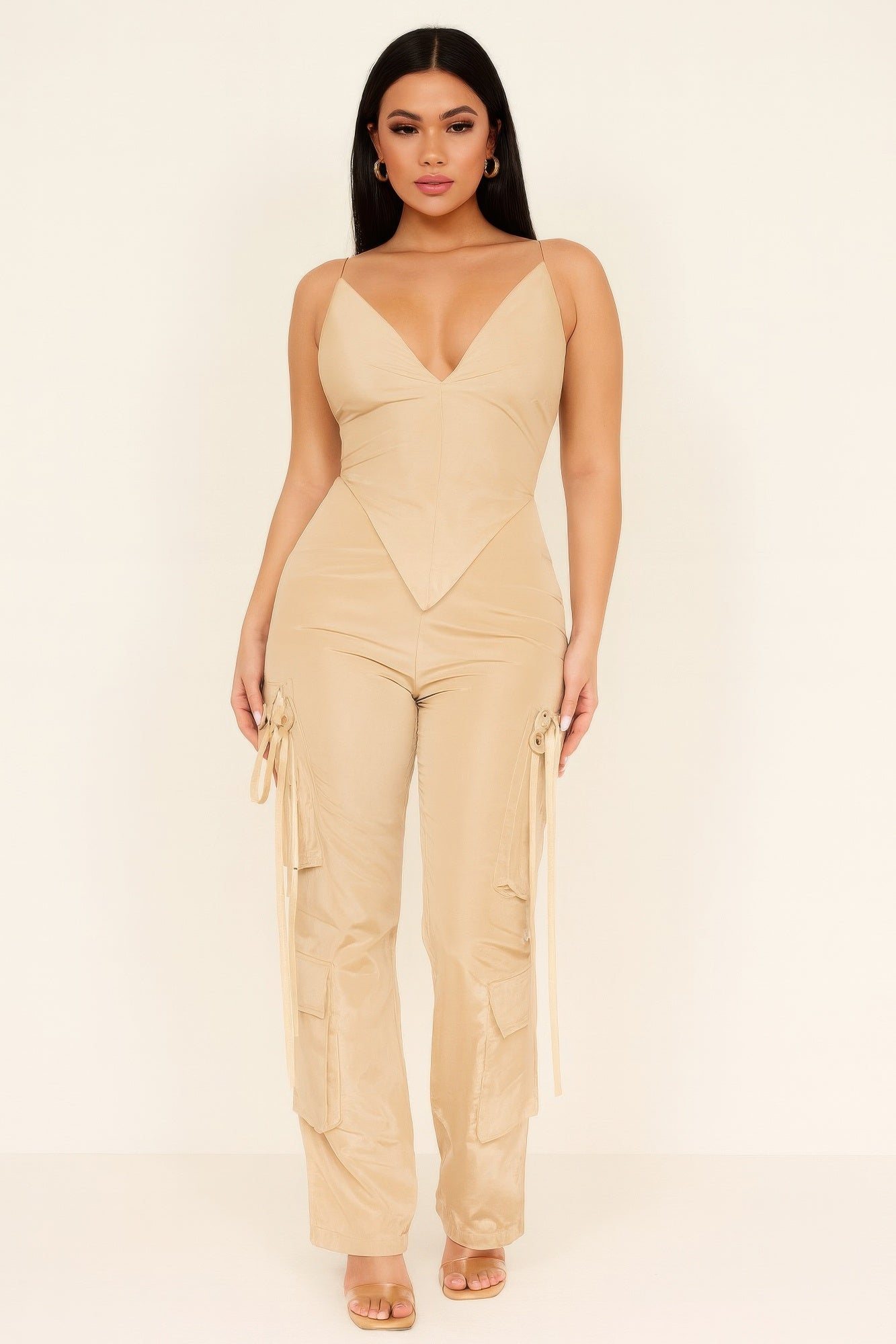 V Cut Cargo Pants - Thalia Chic