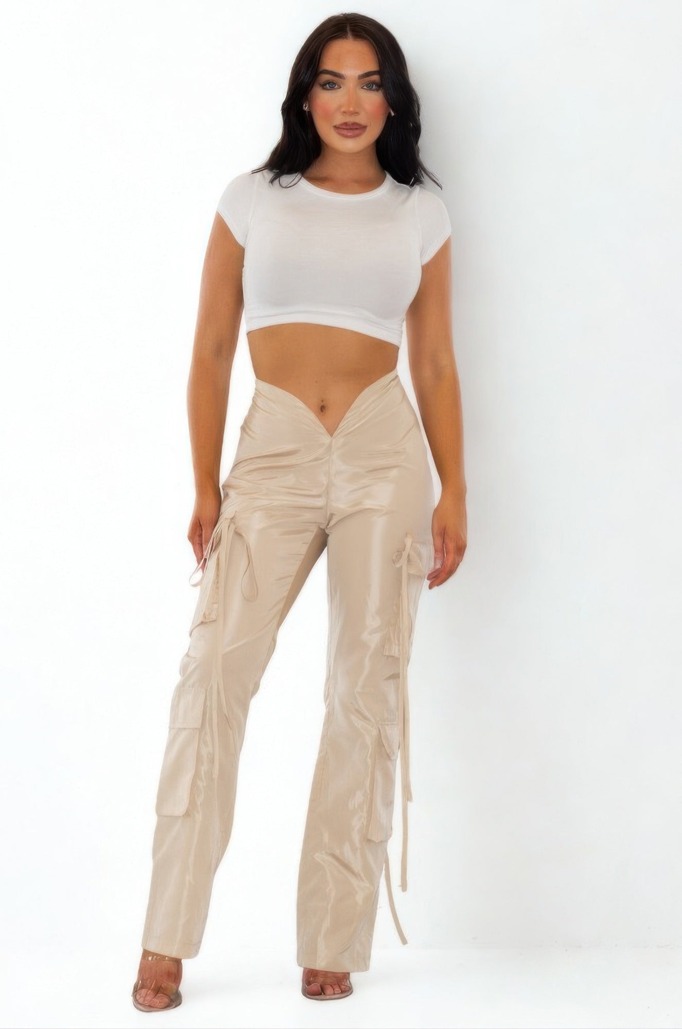 V Cut Cargo Pants - Thalia Chic