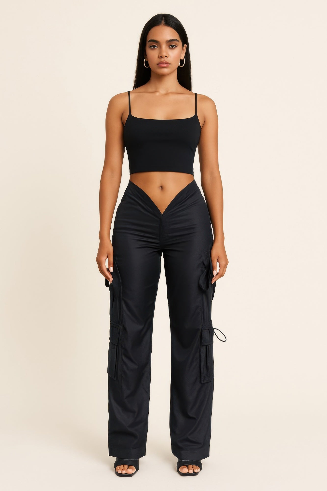 V Cut Cargo Pants - Thalia Chic