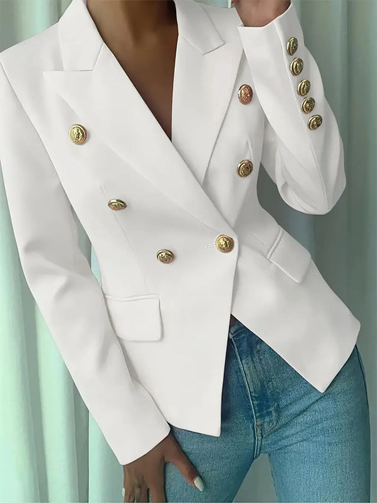 Decor Button Lapel Collar Blazer - Thalia Chic