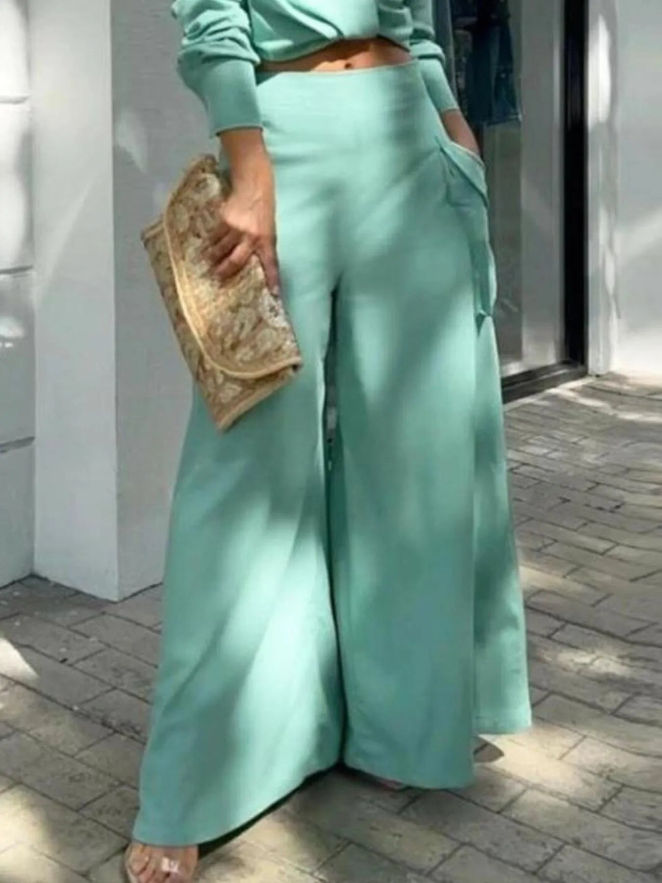 Full Size Long Sleeve Top and Pants Set Plus Size - Thalia Chic