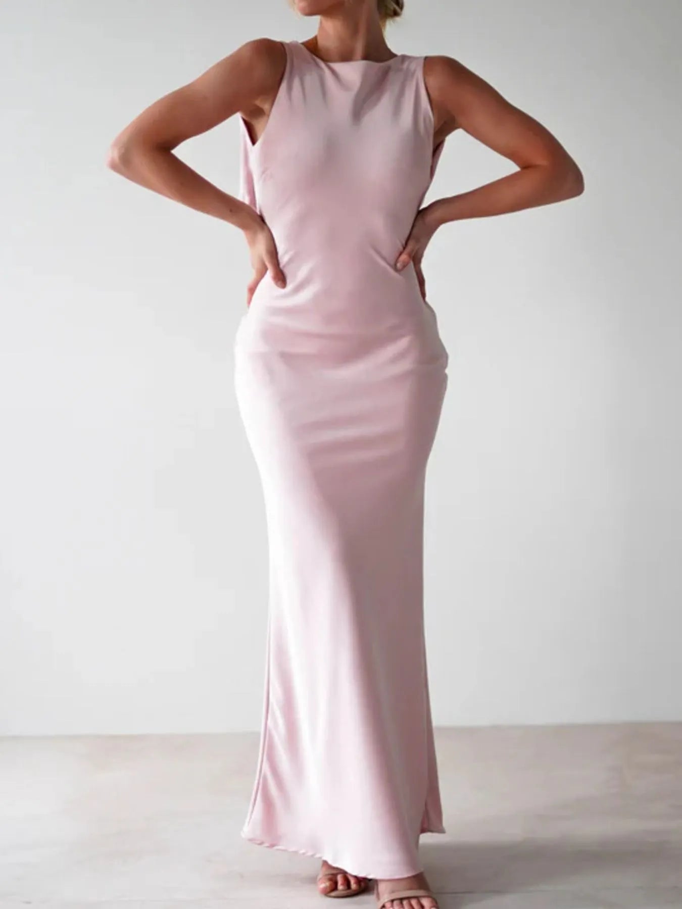 Satin Sleeveless Maxi Dress - Thalia Chic