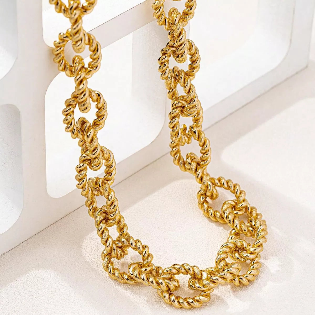 18K Gold-Plated Alloy Twisted Necklace - Thalia Chic