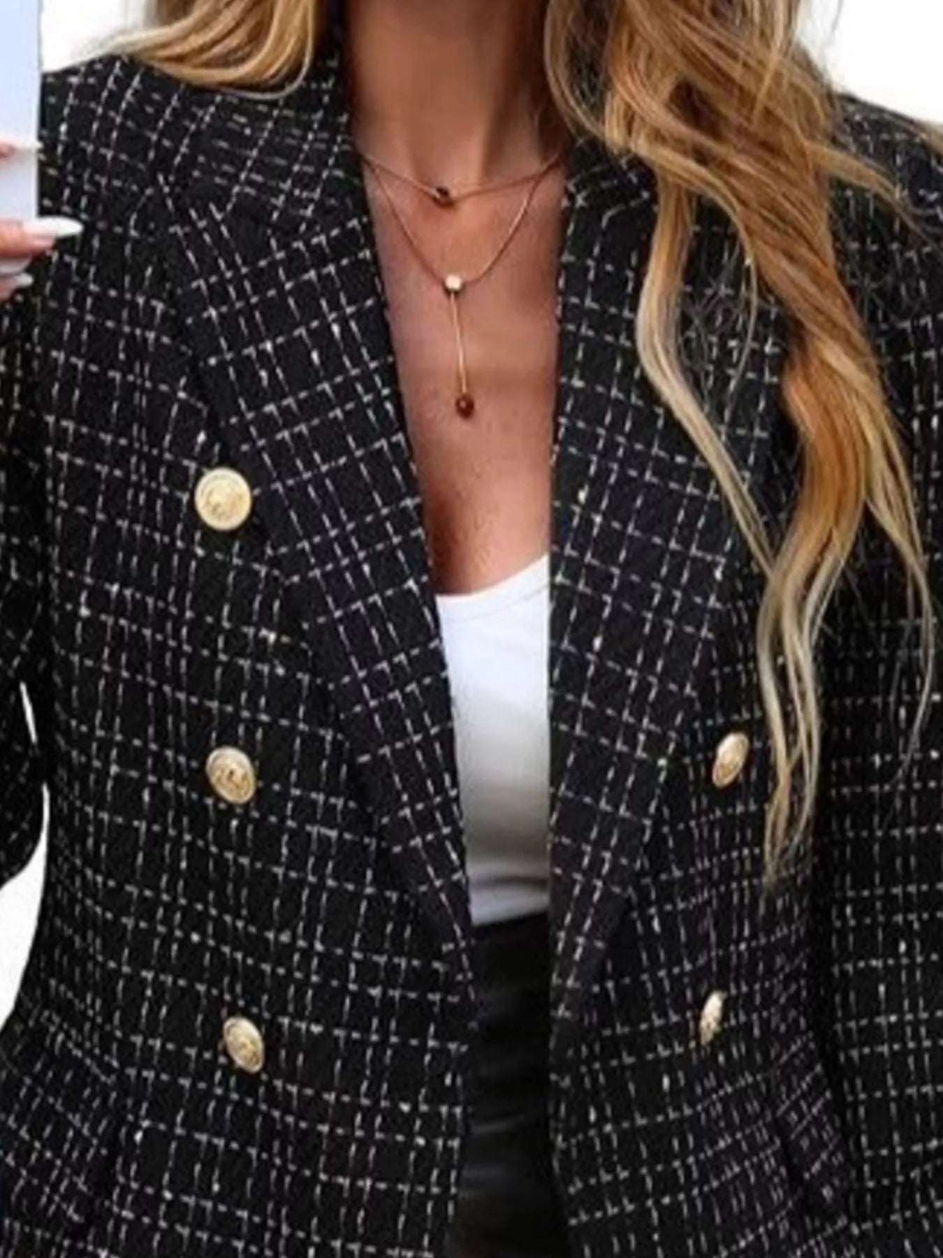 Double-Breasted Lapel Collar Blazer - Thalia Chic