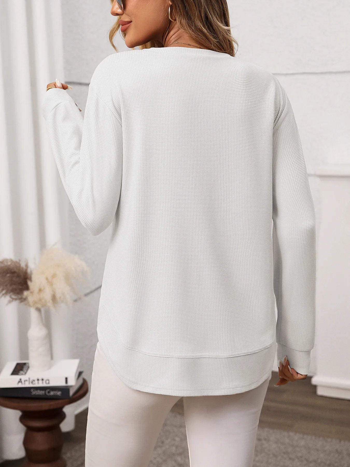 Long Sleeve Round Neck T-Shirt - Thalia Chic