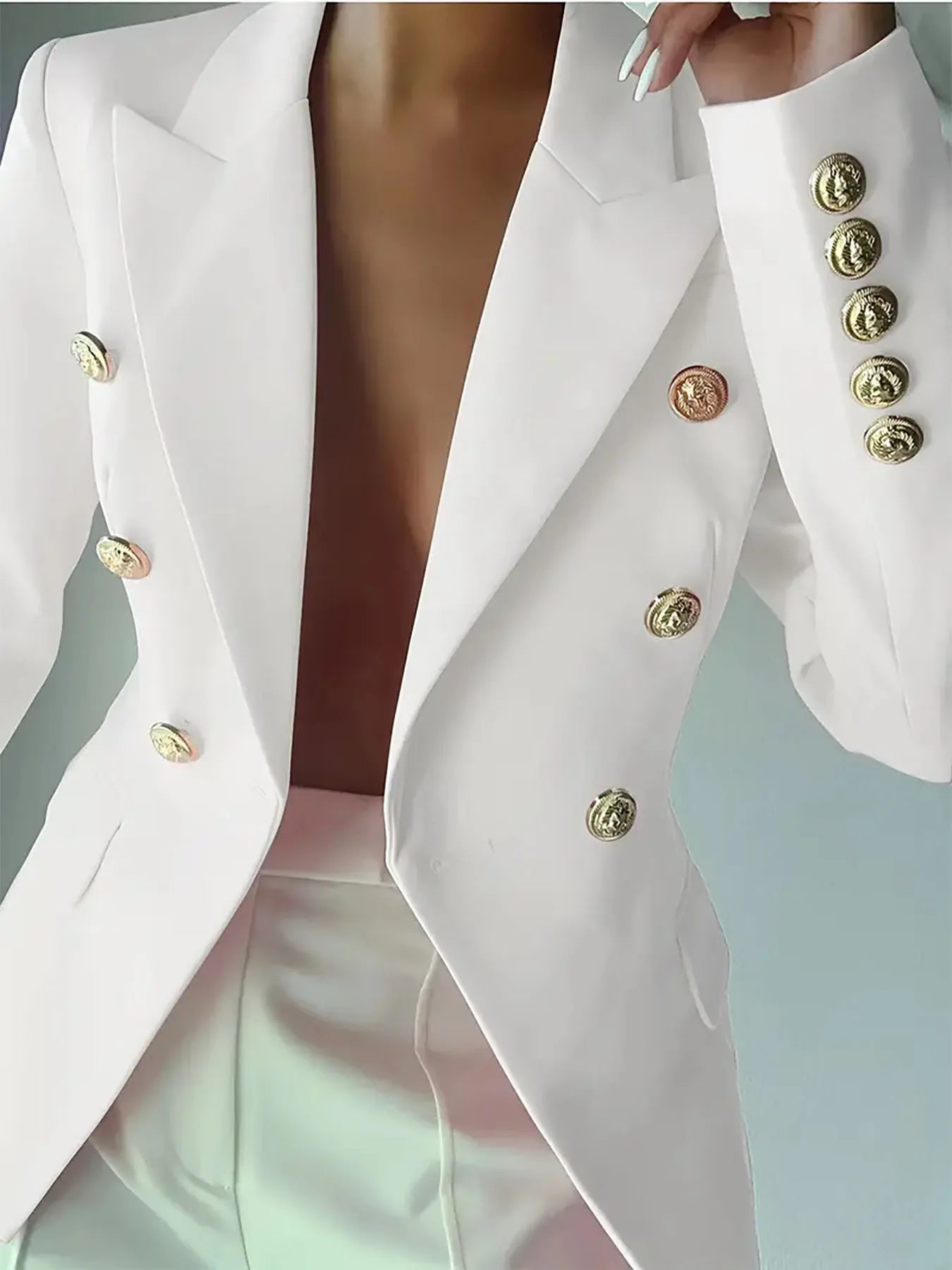 Decor Button Lapel Collar Blazer - Thalia Chic