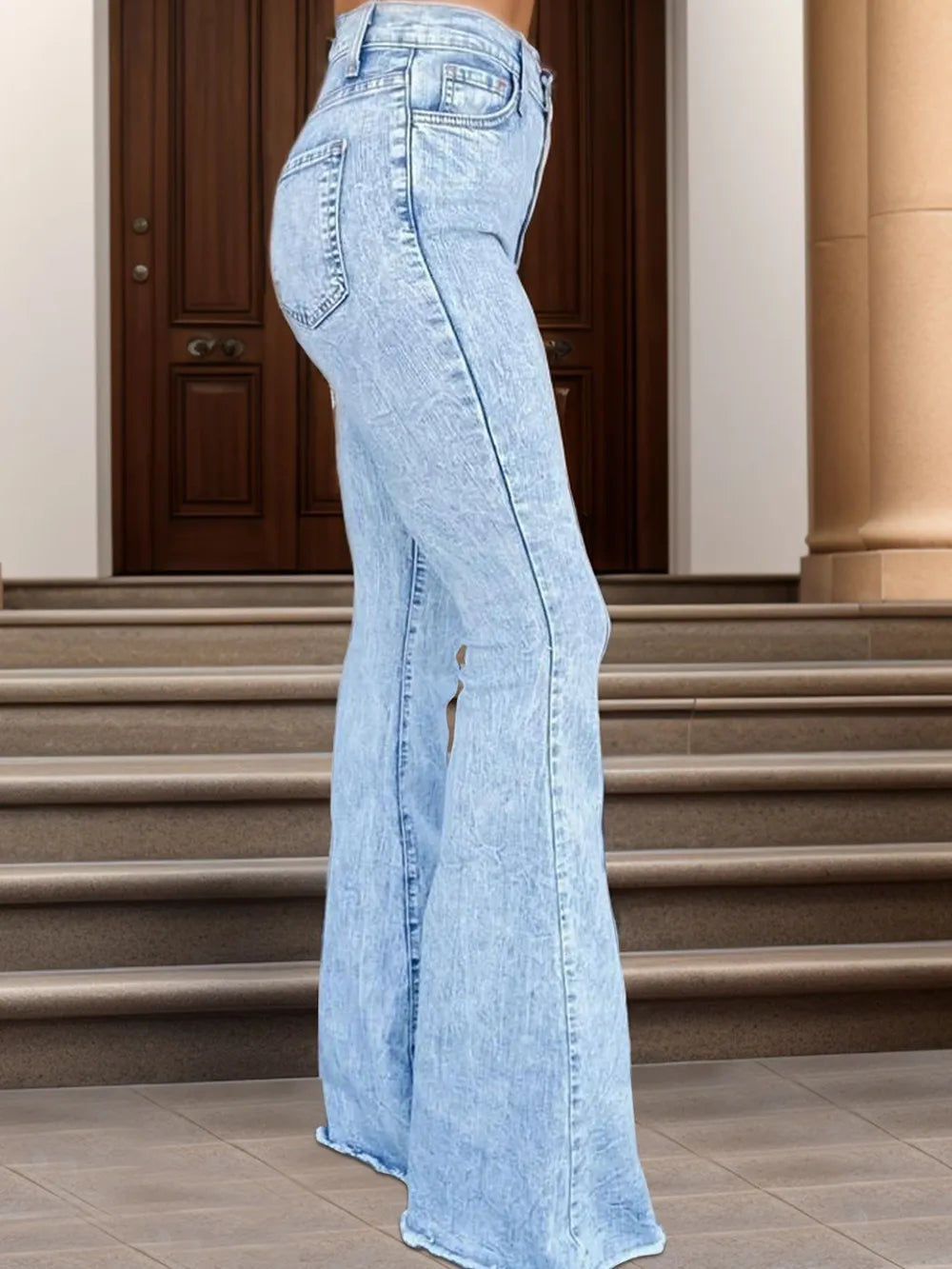 Raw Hem Bootcut Jeans - Thalia Chic