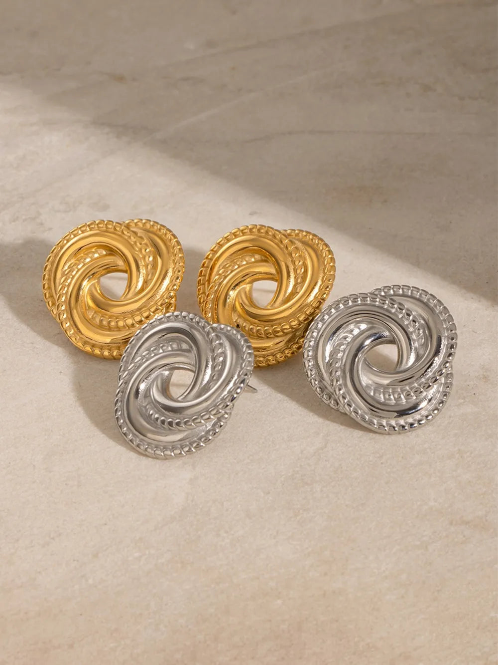 Stainless Steel Volution Stud Earrings - Thalia Chic