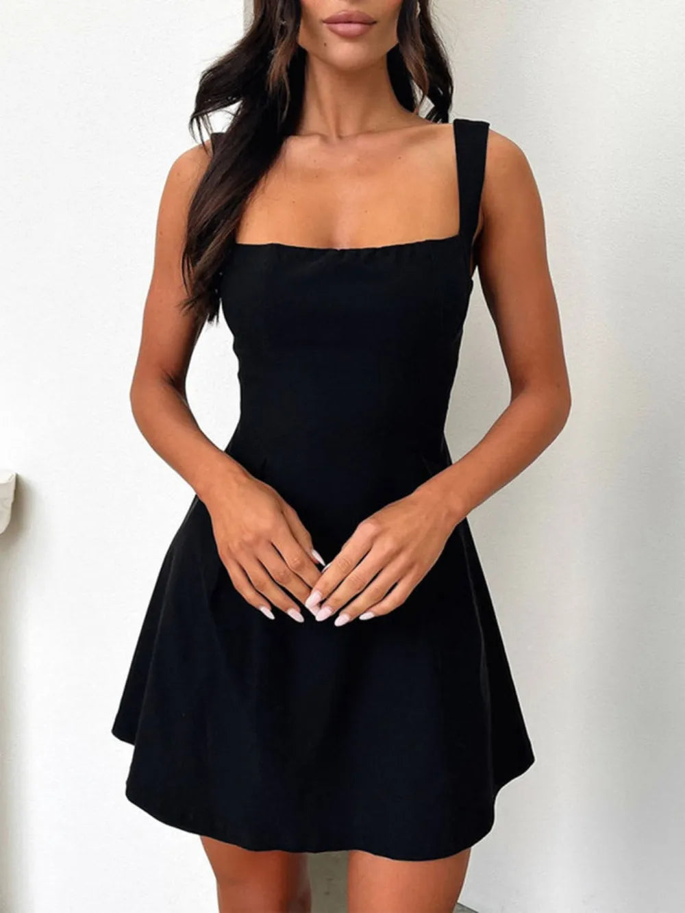 Devine Bow Back Square Neck Mini Dress - Thalia Chic