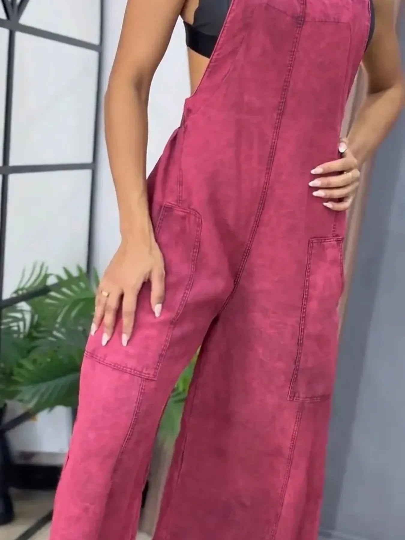 Full Size Wide Leg Washed Denim Overalls Plus Size - Thalia Chic