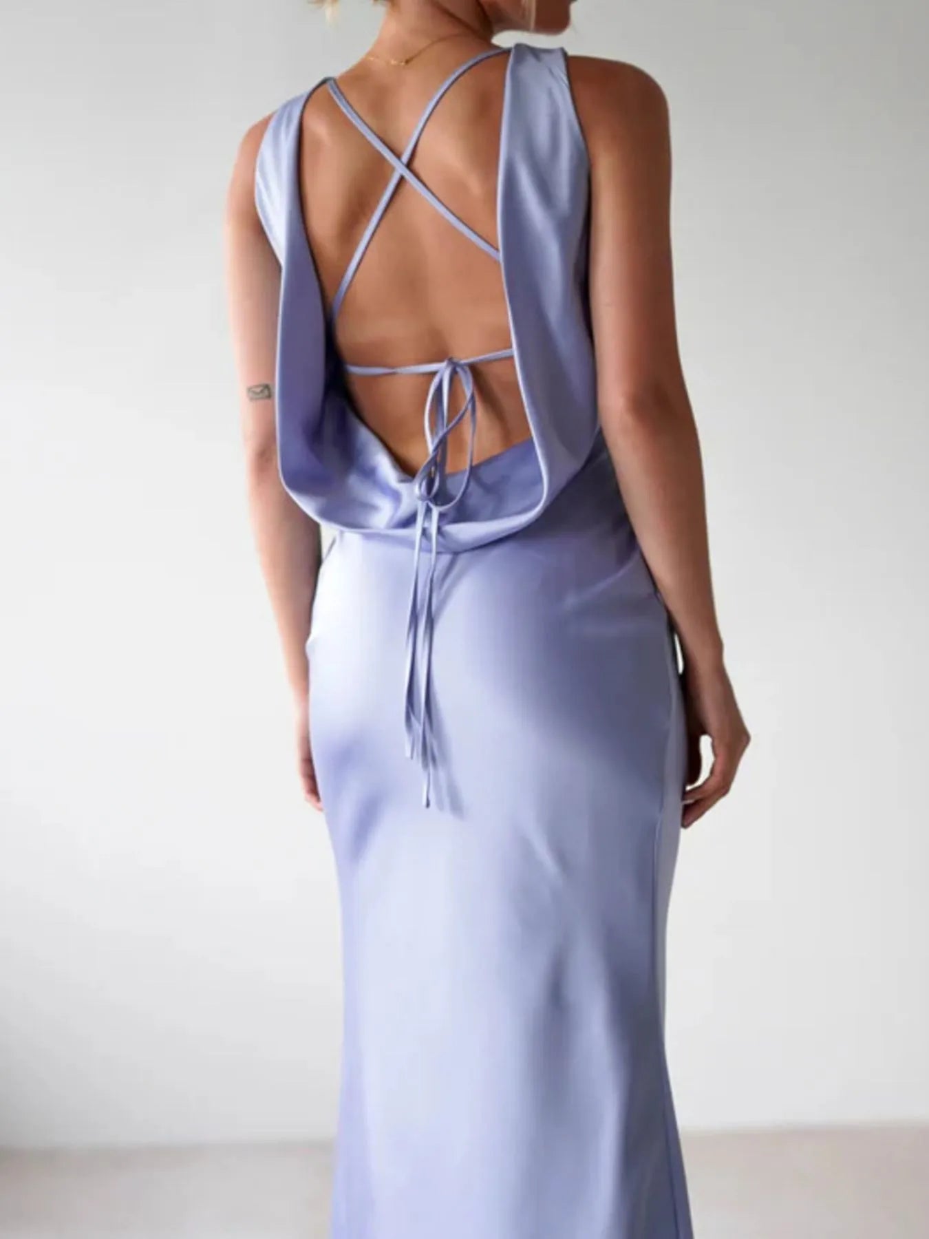 Satin Sleeveless Maxi Dress - Thalia Chic