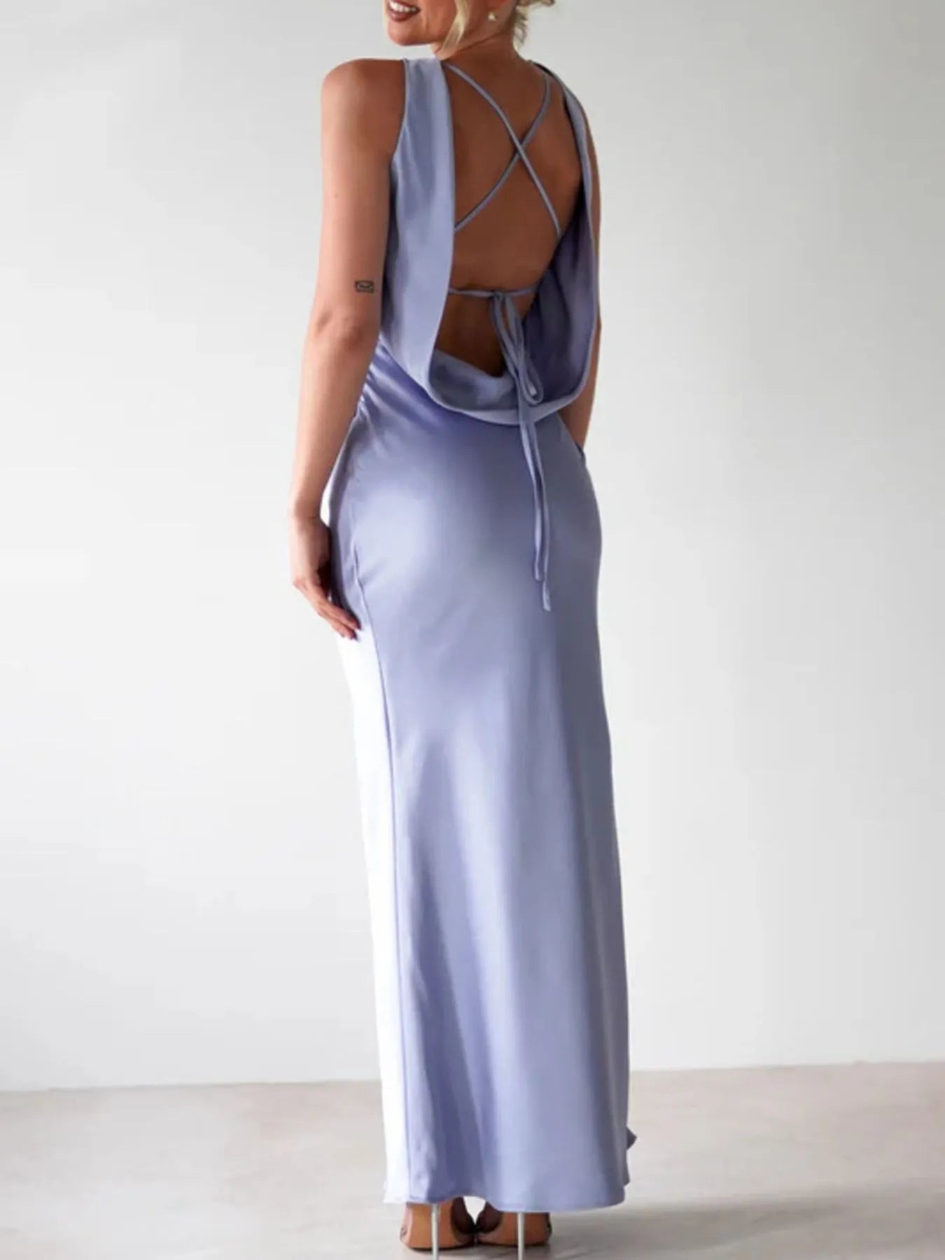 Satin Sleeveless Maxi Dress - Thalia Chic