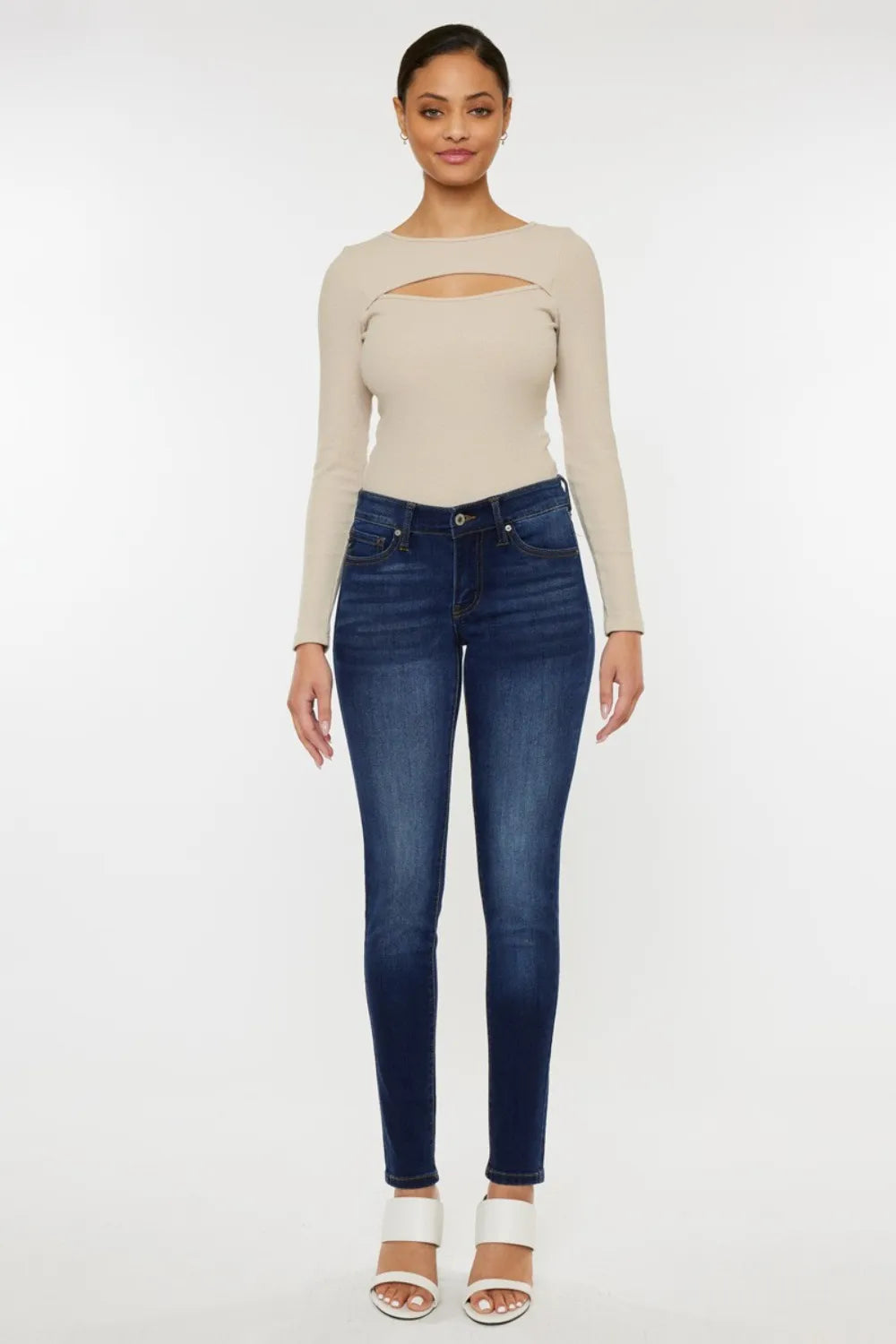 Kancan Mid Rise Gradient Skinny Jeans - Thalia Chic