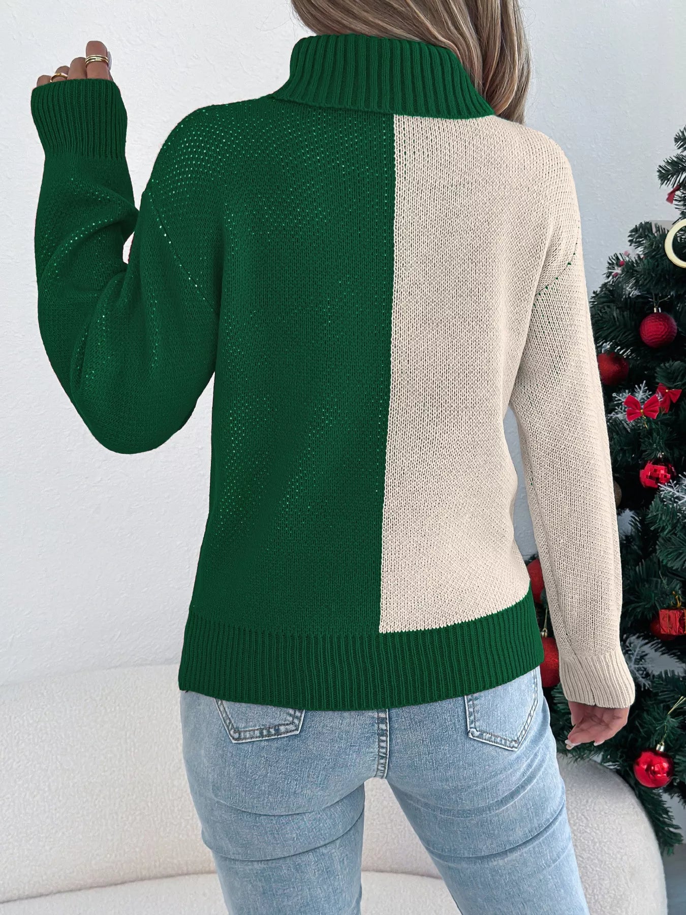 Christmas Reindeer Turtleneck Sweater - Thalia Chic