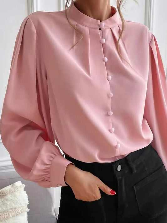 Button Up Long Sleeve Shirt - Thalia Chic