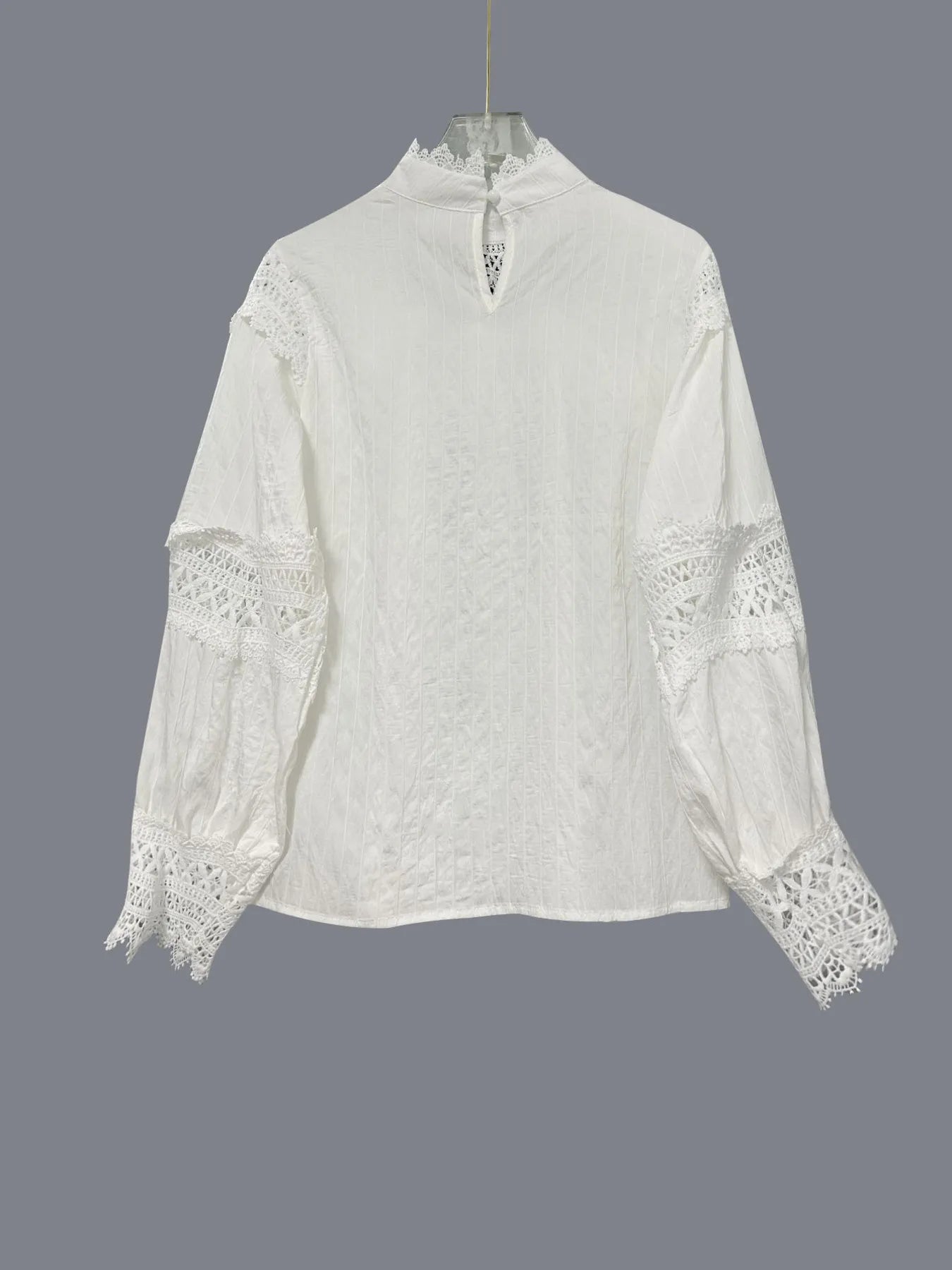 Crochet Lace Detail Long Sleeve Blouse - Thalia Chic