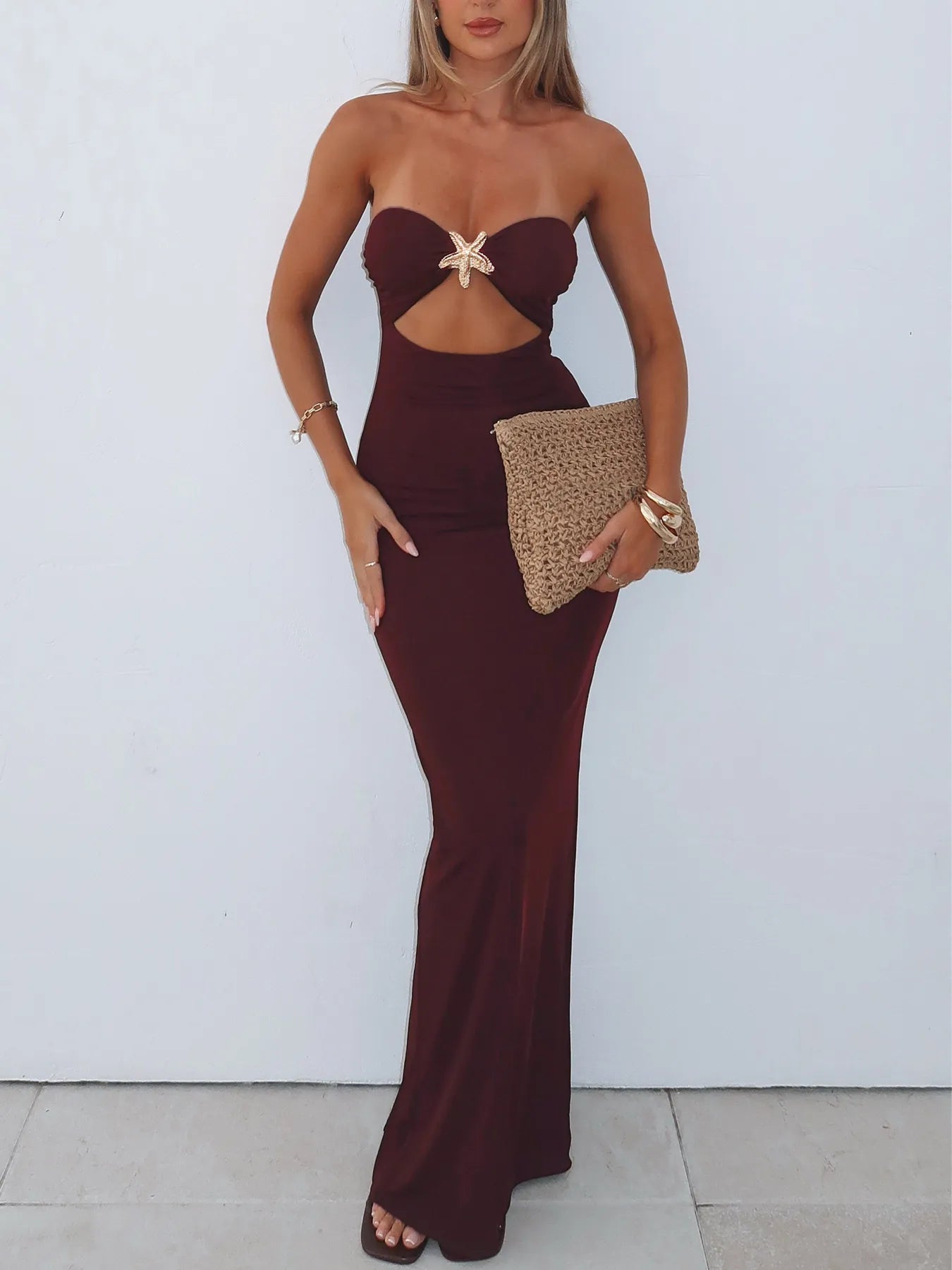 Cutout Sweetheart Neck Tube Maxi Dress - Thalia Chic