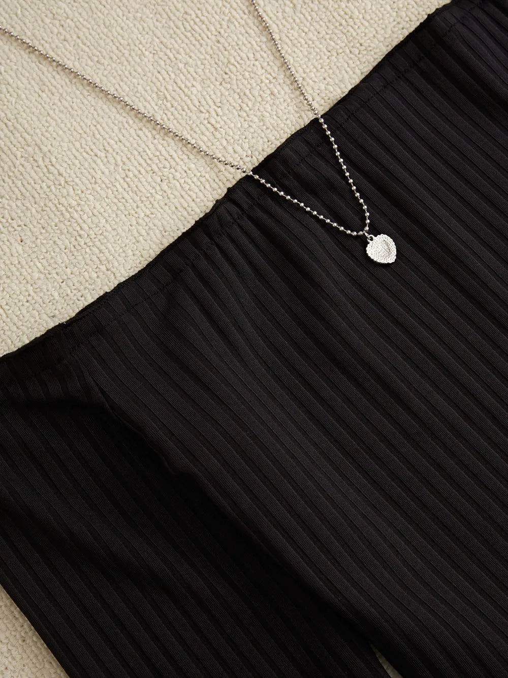 Off-Shoulder Long Sleeve Top and Houndstooth Skirt Set - Thalia Chic