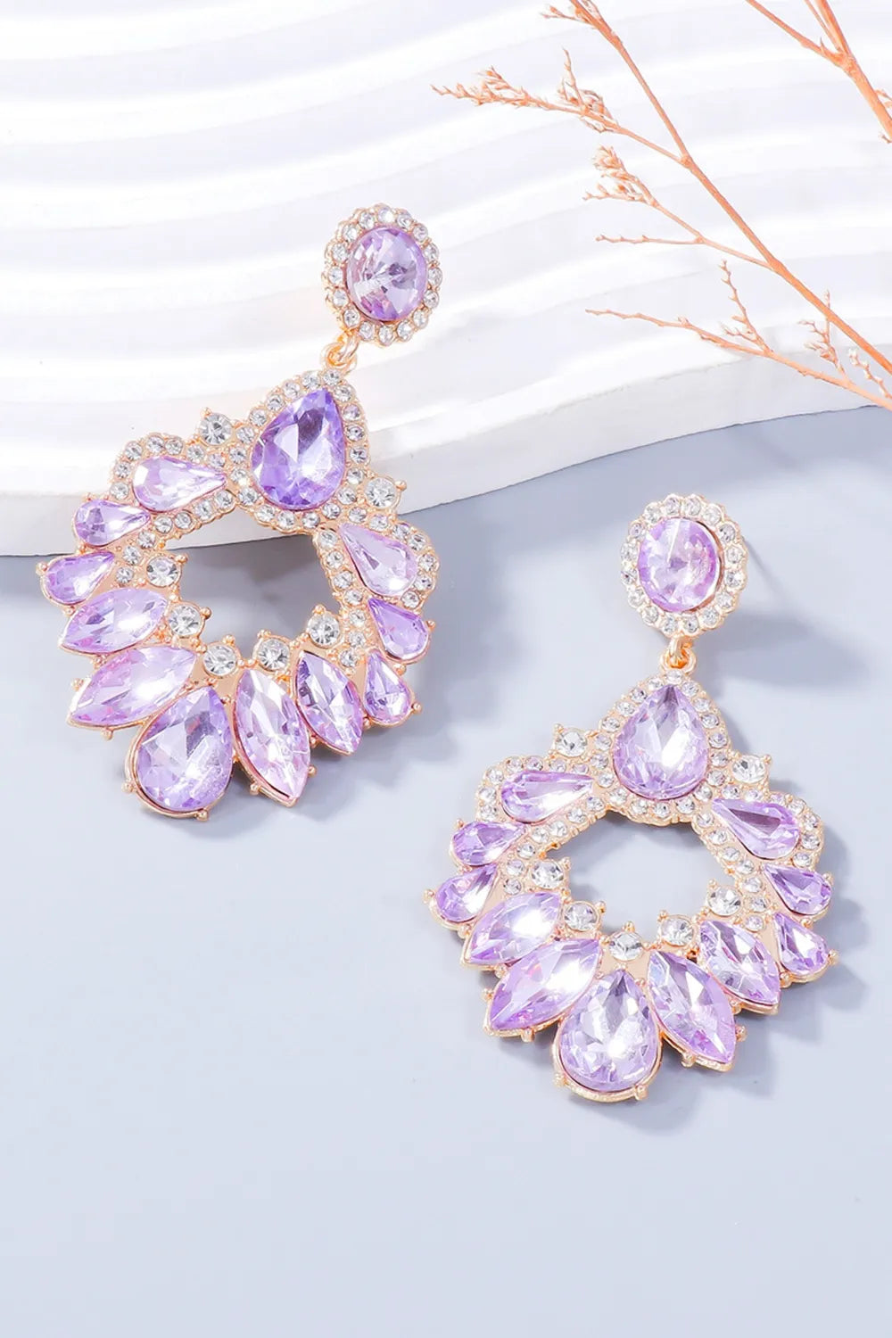 Alloy Rhinestone Dangle Earrings - Thalia Chic