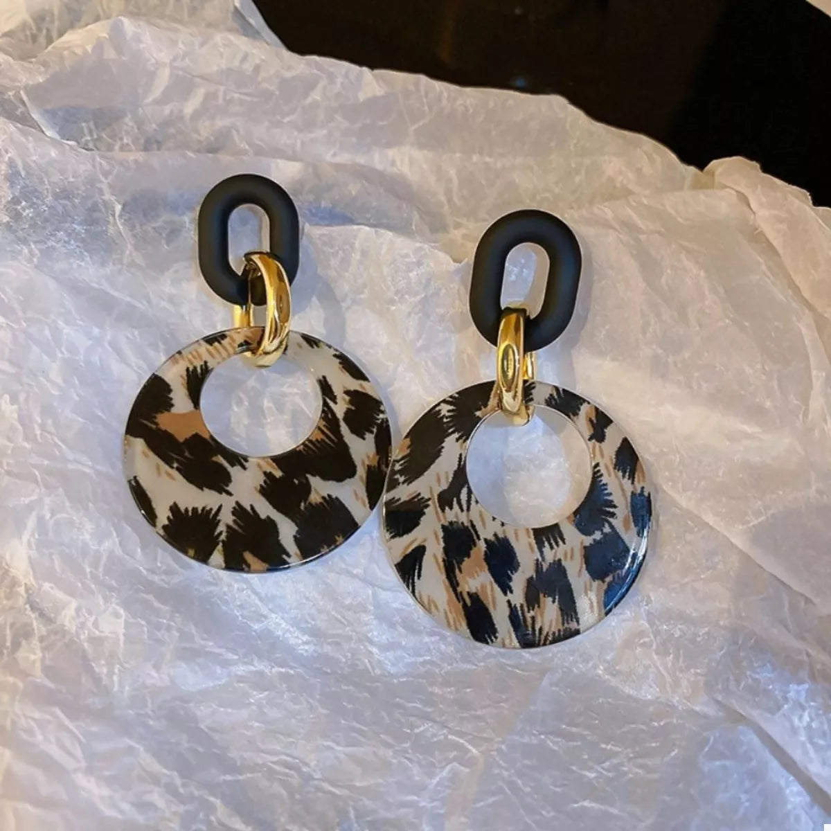 Printed Circle Dangle Earrings - Thalia Chic