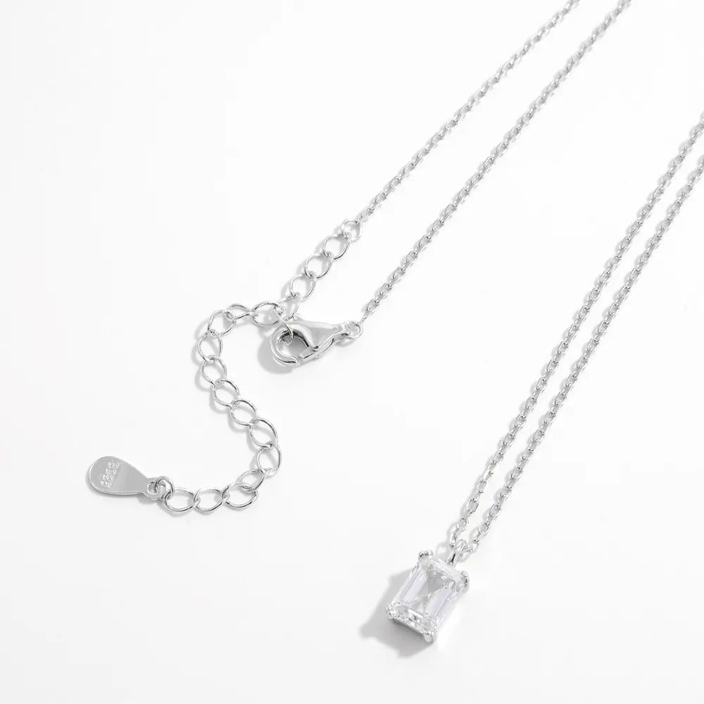 925 Sterling Silver Zircon Pendant Necklace - Thalia Chic