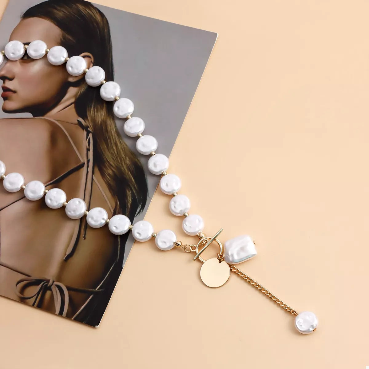 18K Gold-Plated Pearl Drop Necklace - Thalia Chic