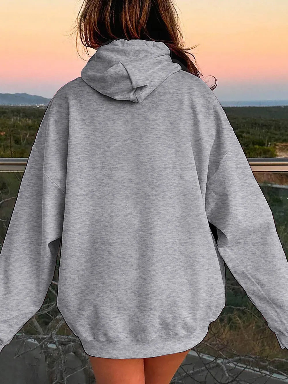 Drawstring Dropped Shoulder Hoodie - Thalia Chic