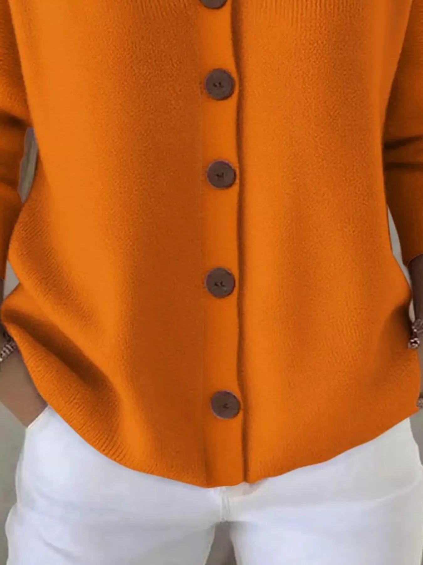 Full Size Button Up Long Sleeve Cardigan Plus Size - Thalia Chic