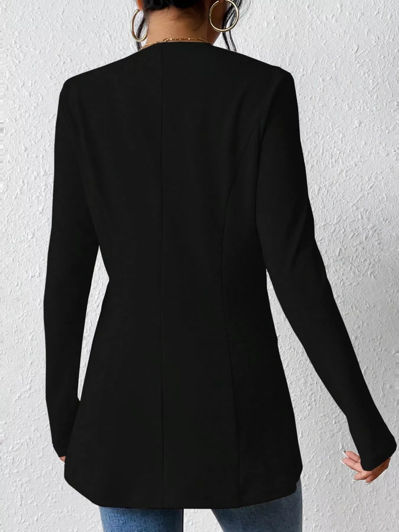 One Button Long Sleeve Blazer - Thalia Chic