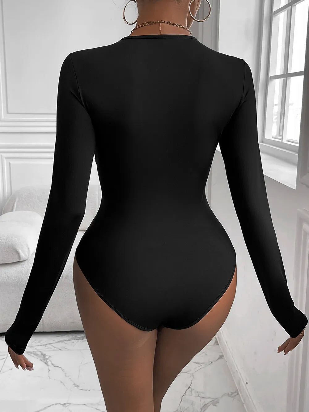 Perfee Twisted Round Neck Long Sleeve Bodysuit - Thalia Chic