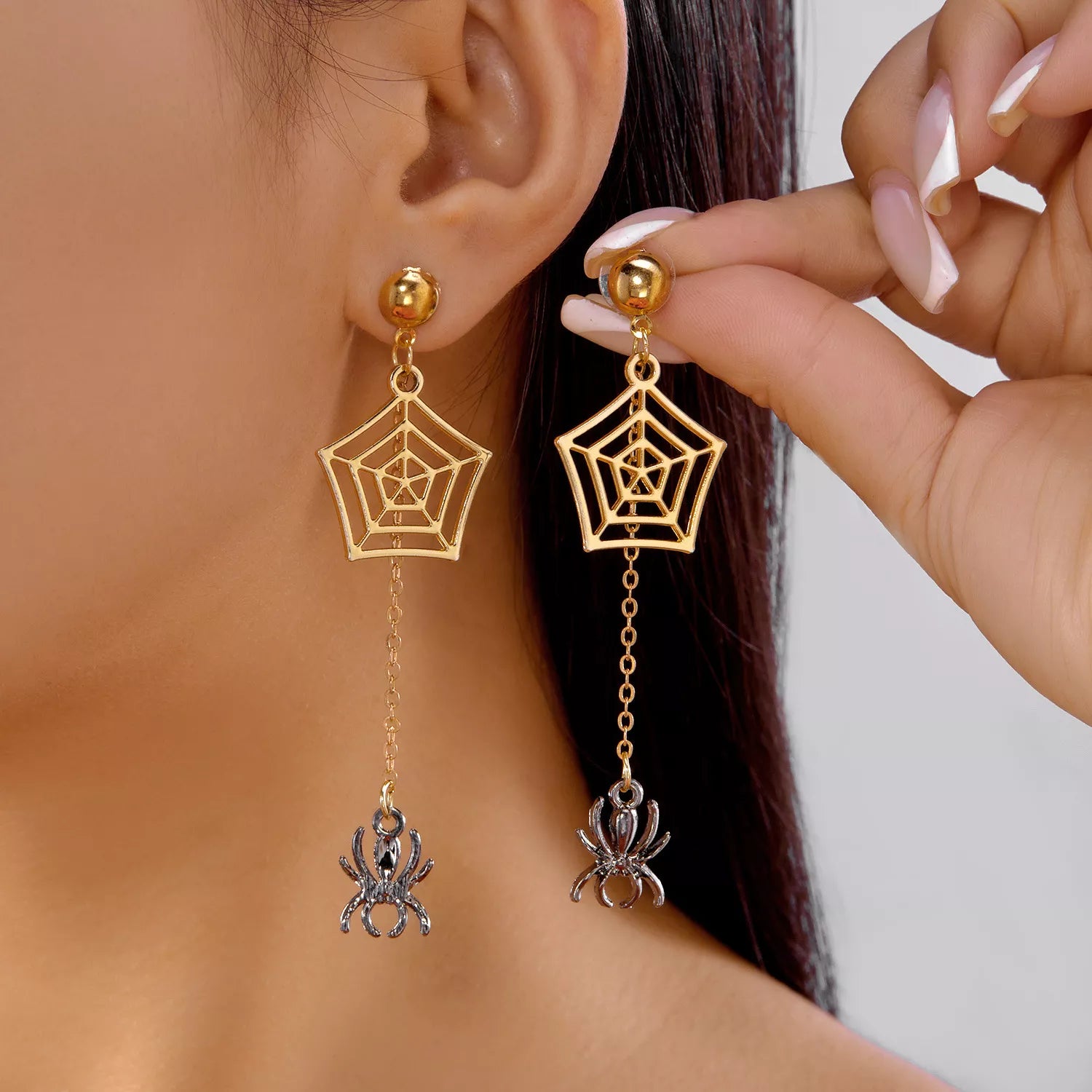 18K Gold-Plated Spider Drop Earrings - Thalia Chic